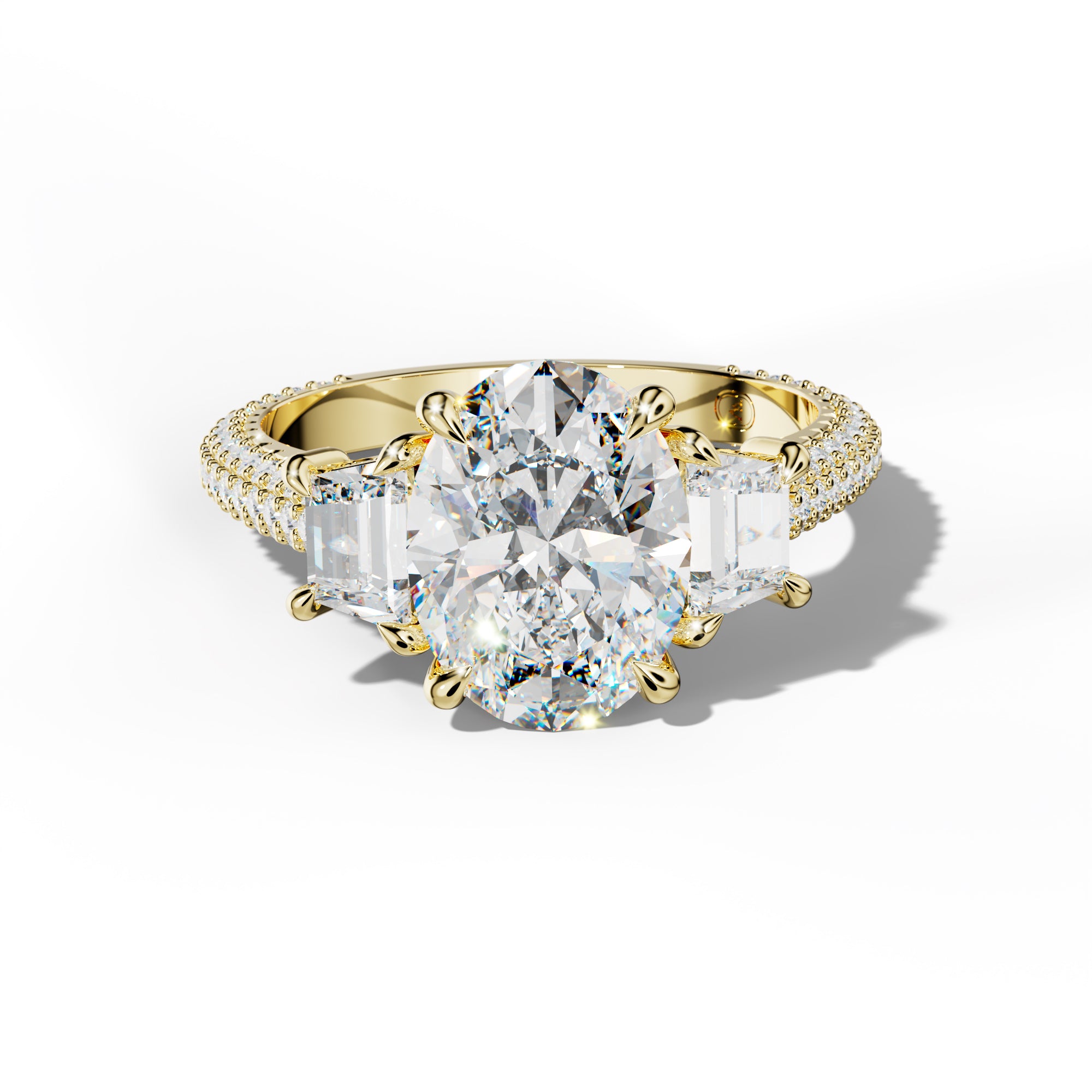 Vanessa Oval Center Trapezoid Side Diamond Engagement Ring
