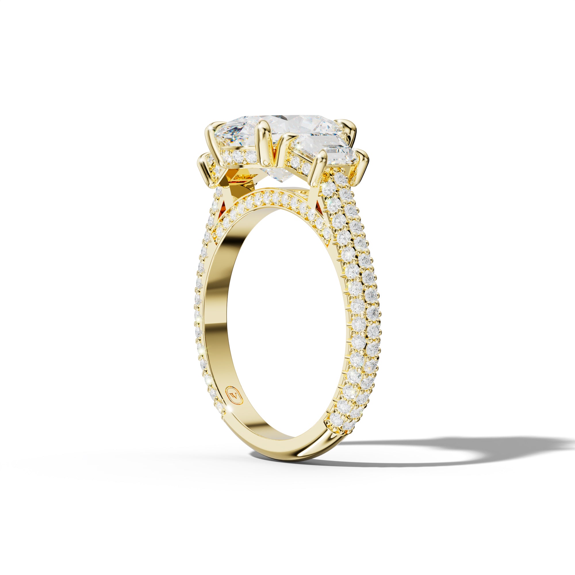 Vanessa Oval Center Trapezoid Side Diamond Engagement Ring