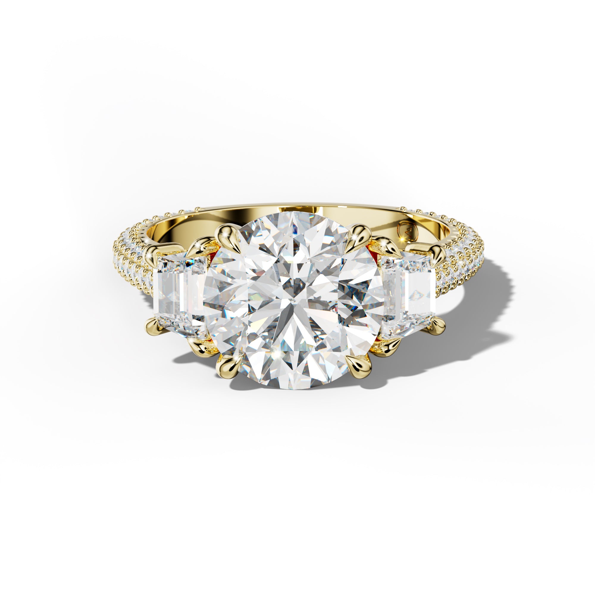 Vanessa Round Center Trapezoid Side Diamond Engagement Ring