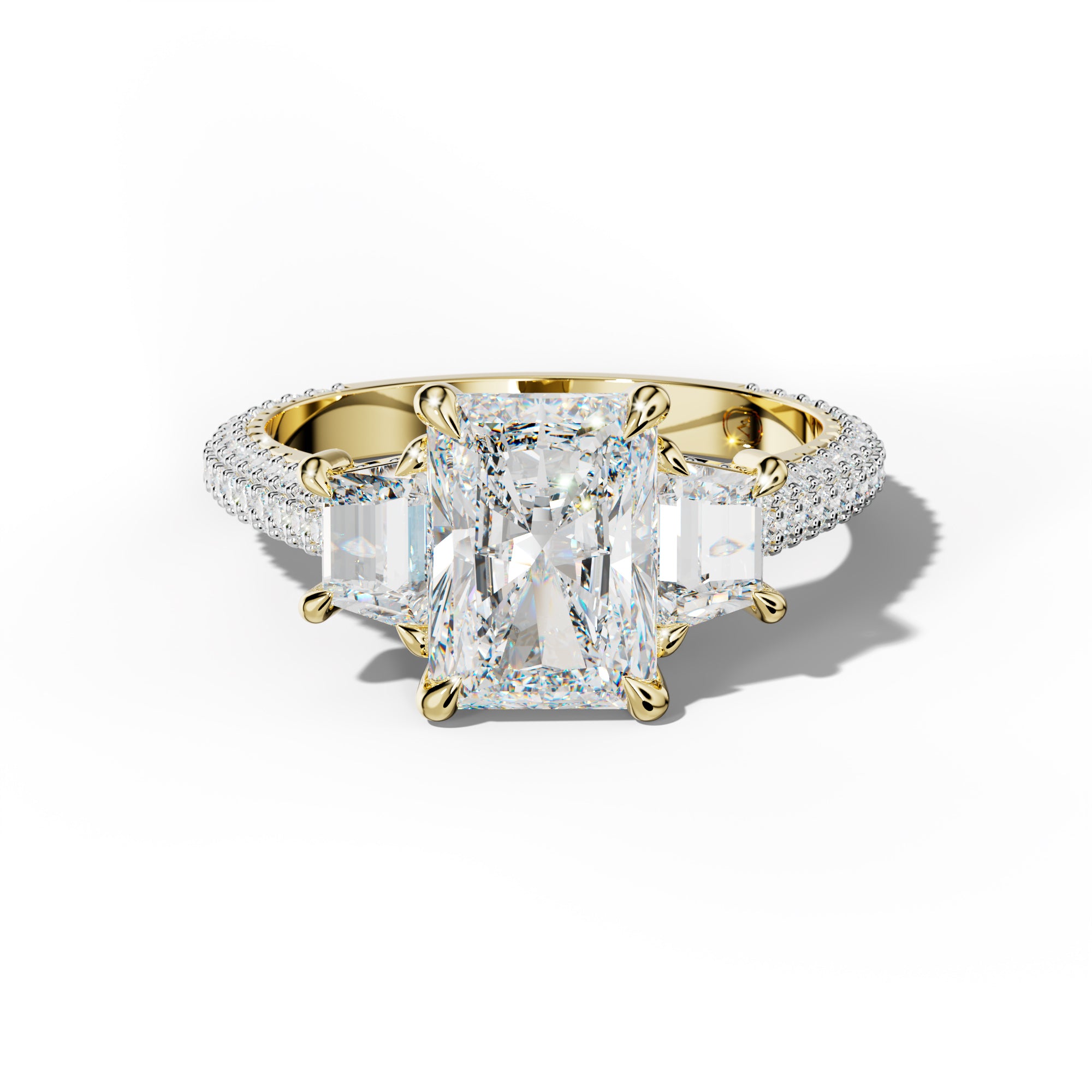 Vanessa Radiant Center Trapezoid Side Diamond Engagement Ring