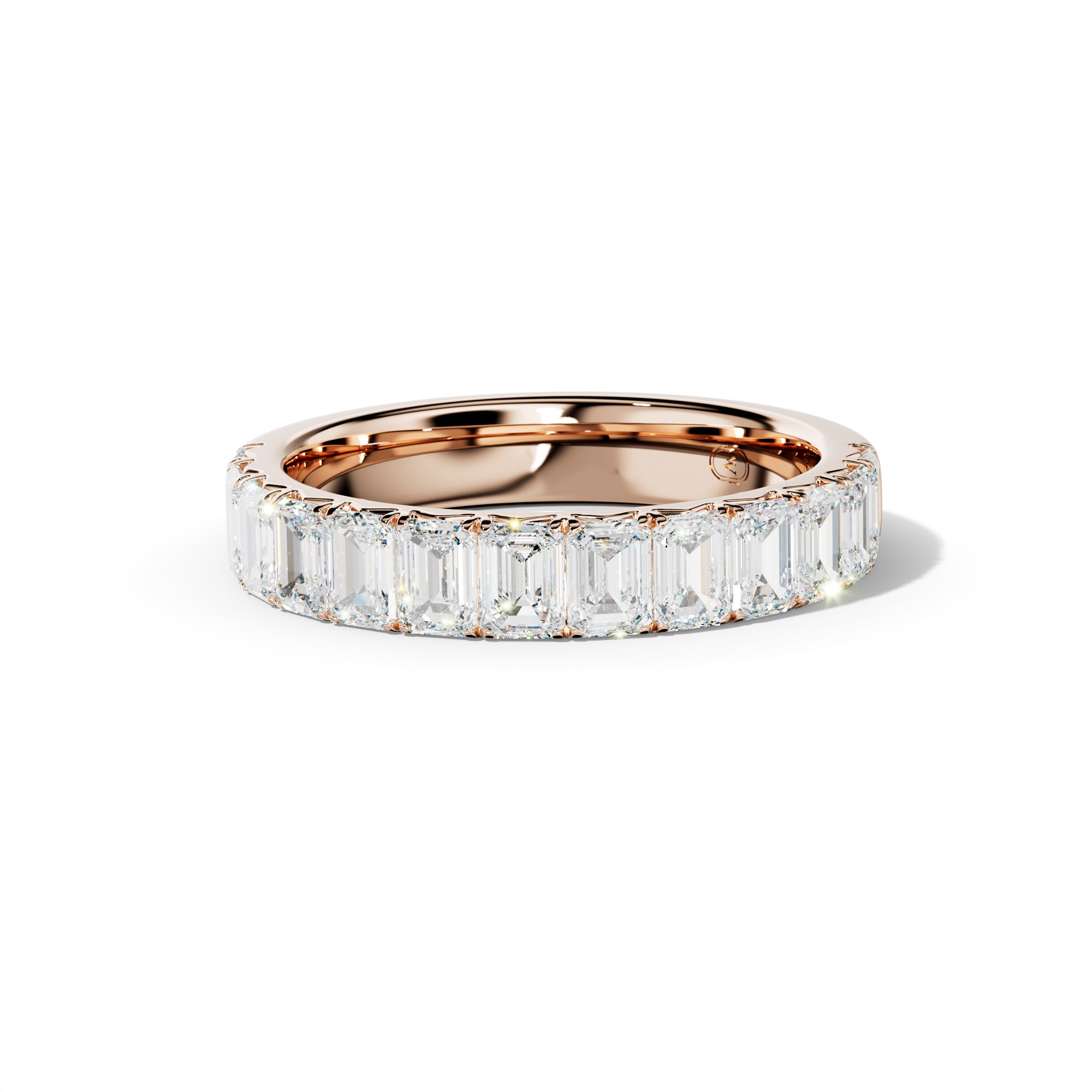 2.0 Carat Emerald Cut Diamond French Pave Half Anniversary Band