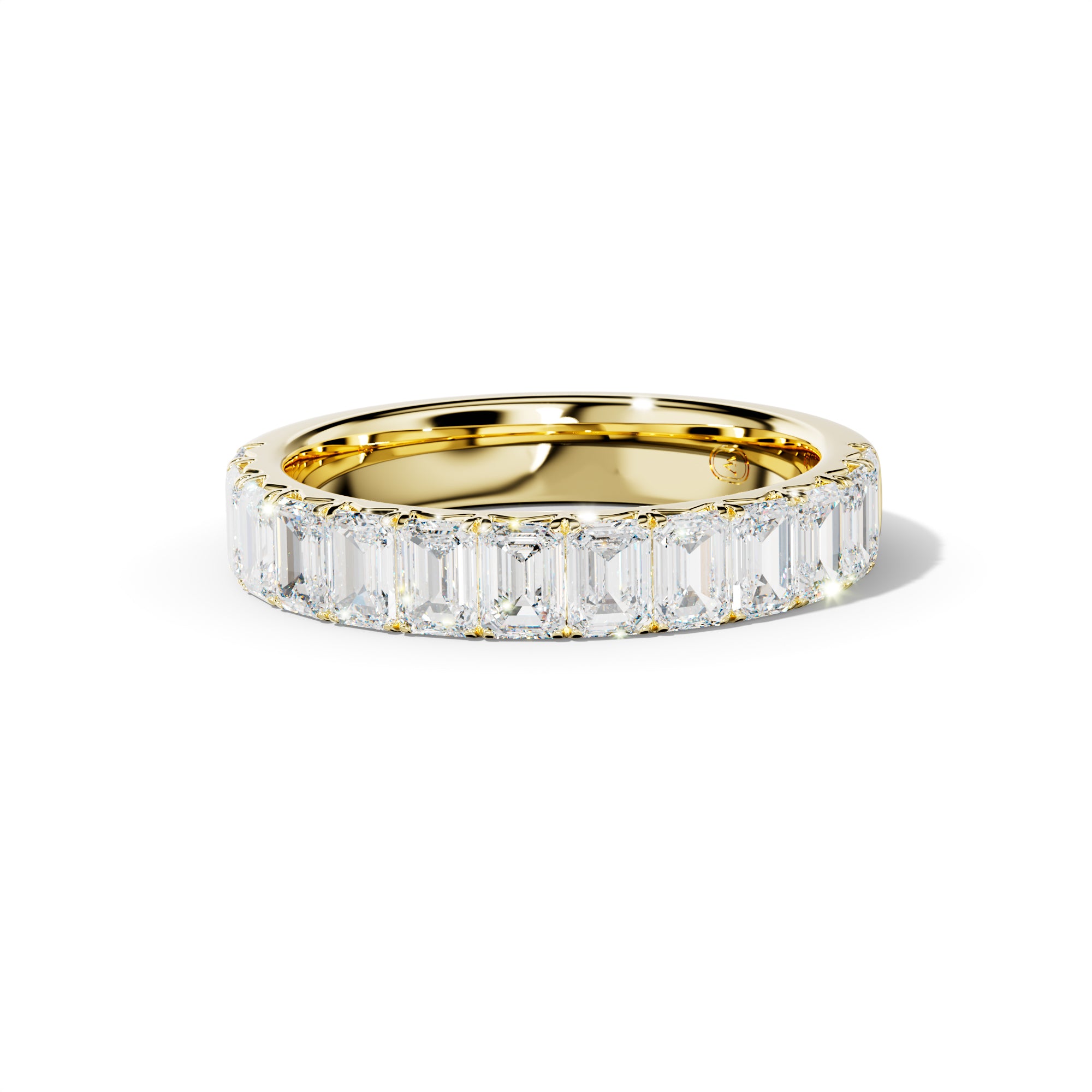 2.0 Carat Emerald Cut Diamond French Pave Half Anniversary Band
