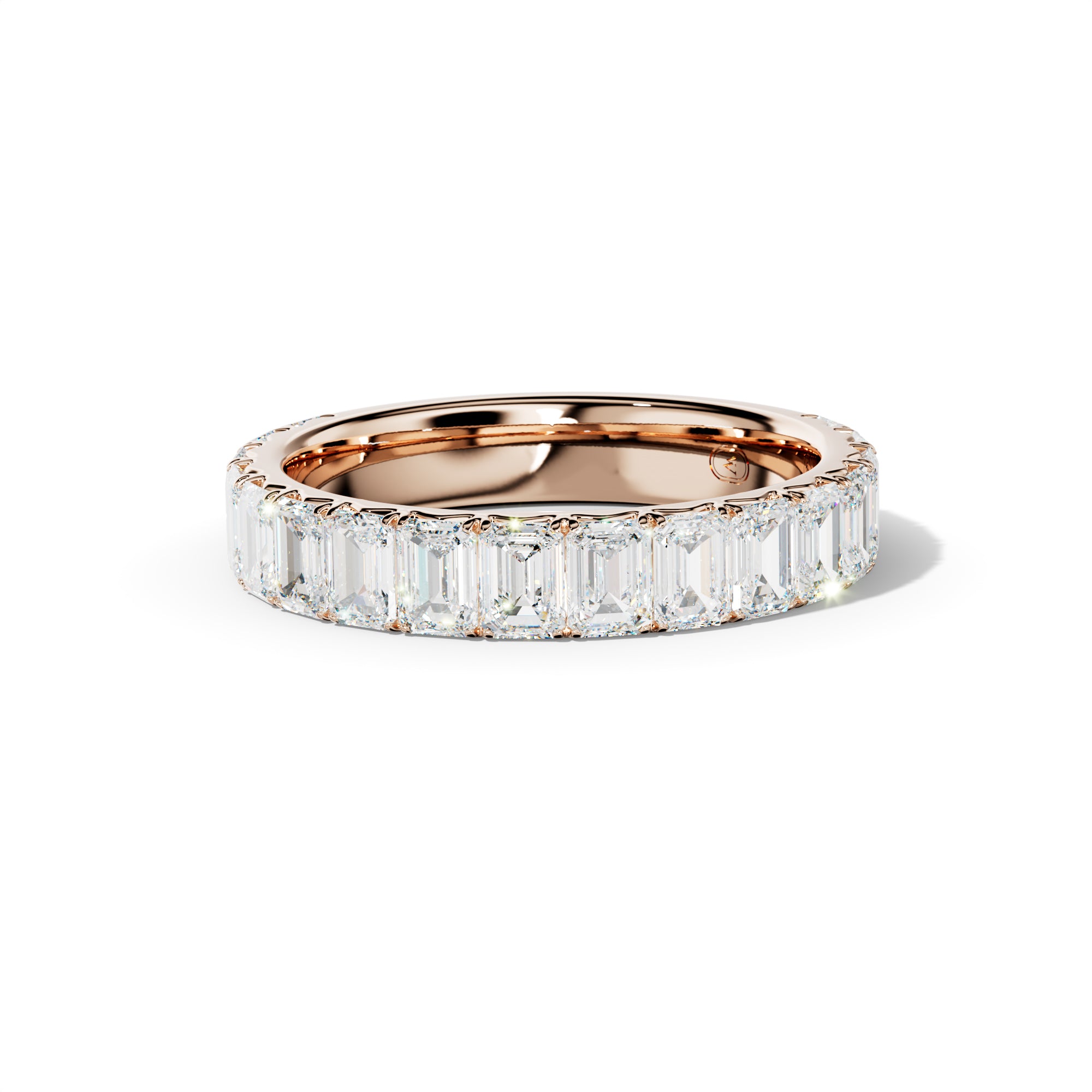 3.0 Carat Emerald Cut Diamond French Pave 3/4 Anniversary Band