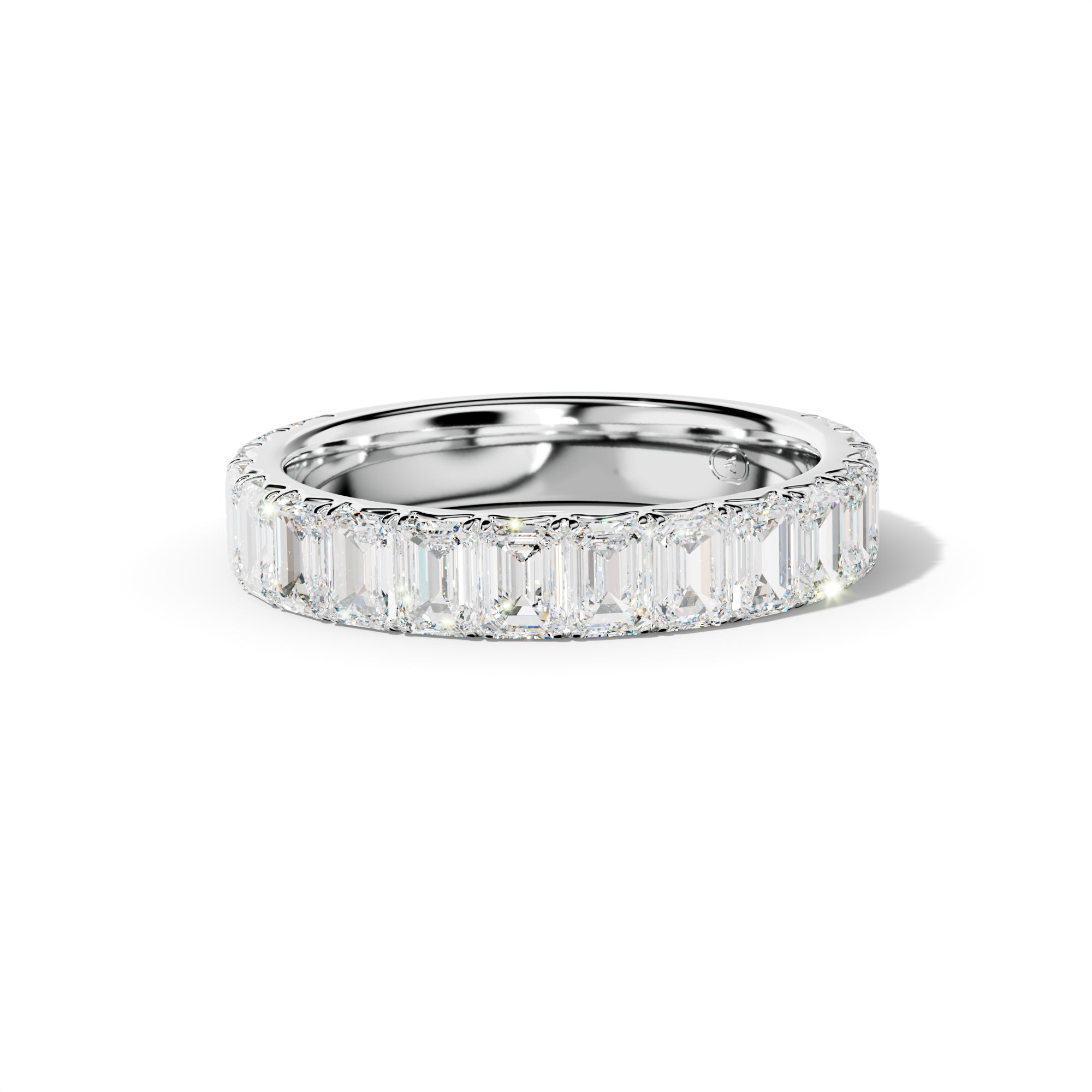 3.0 Carat Emerald Cut Diamond French Pave 3/4 Anniversary Band