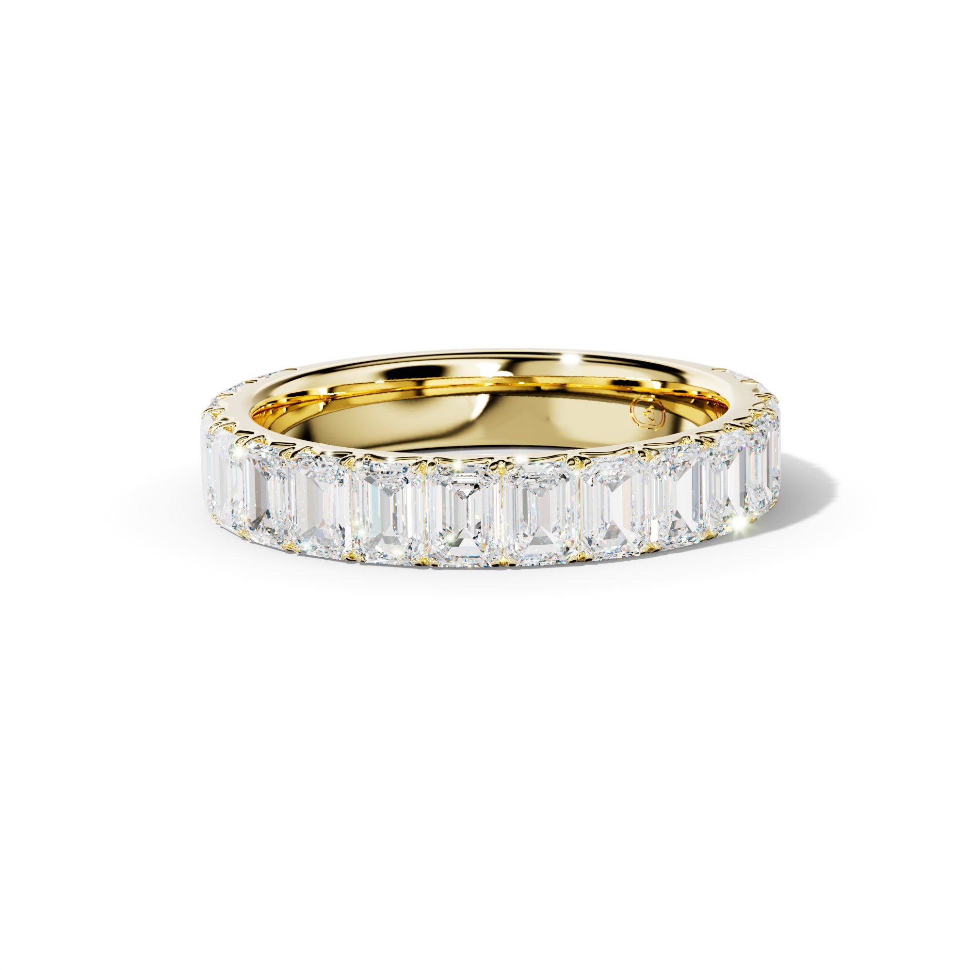 3.0 Carat Emerald Cut Diamond French Pave 3/4 Anniversary Band