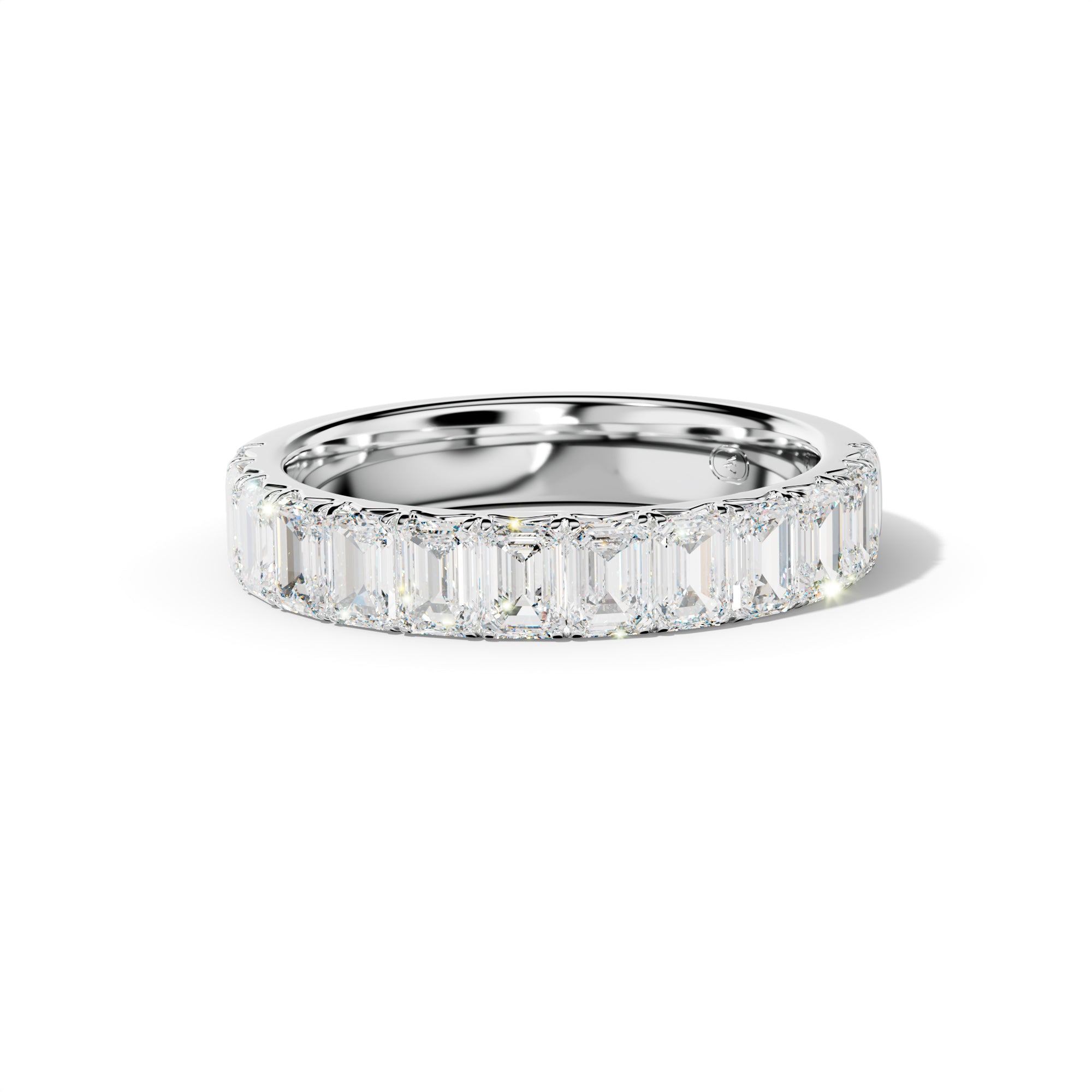 2.0 Carat Emerald Cut Diamond French Pave Half Anniversary Band