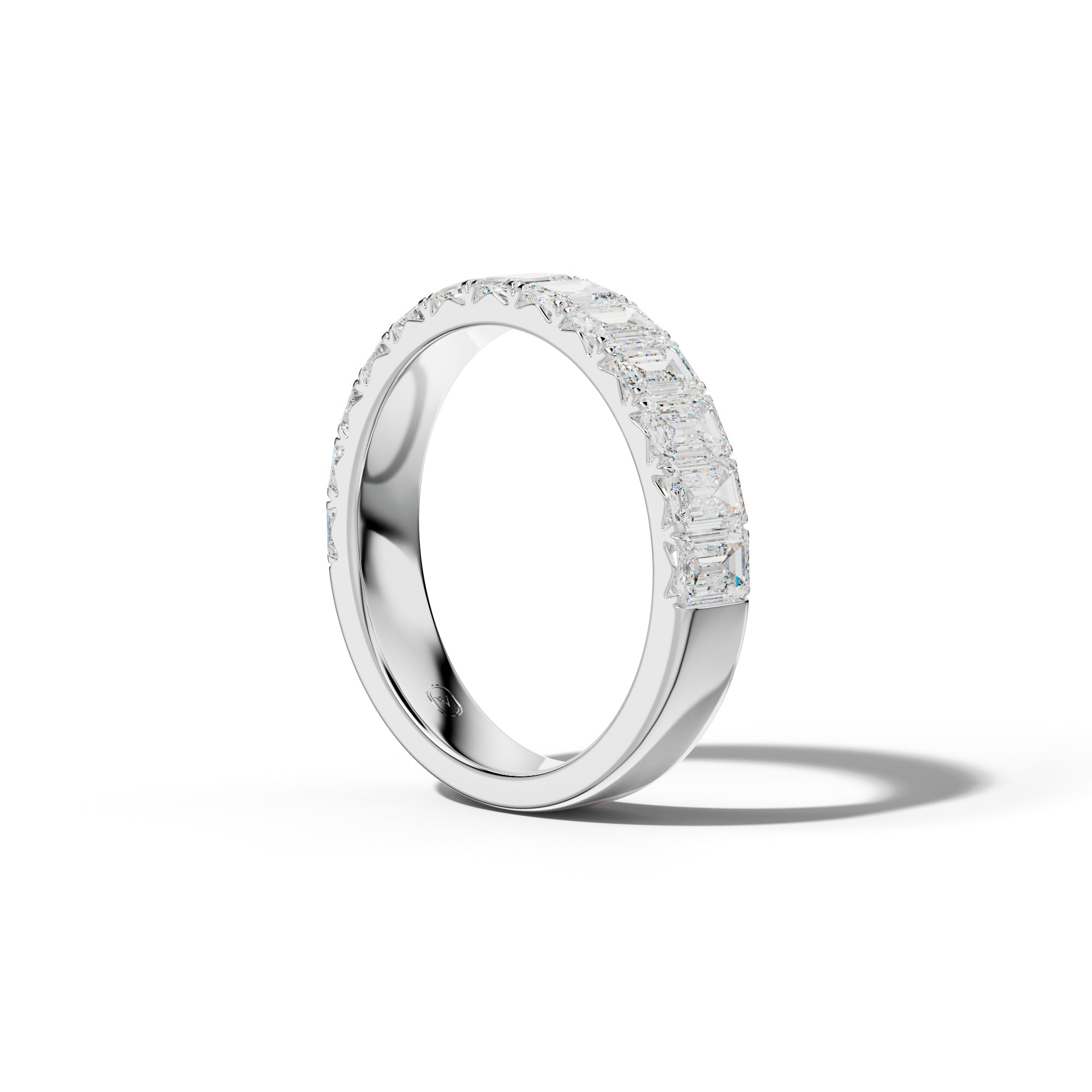2.0 Carat Emerald Cut Diamond French Pave Half Anniversary Band