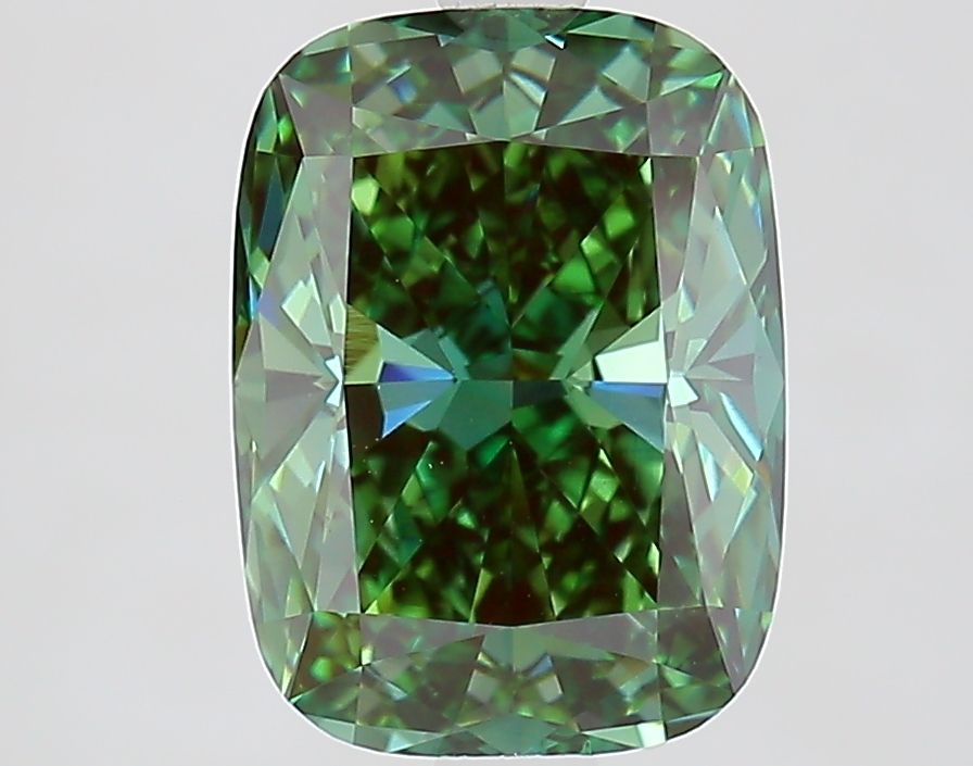3.01 Carat Cushion Cut Fancy Green