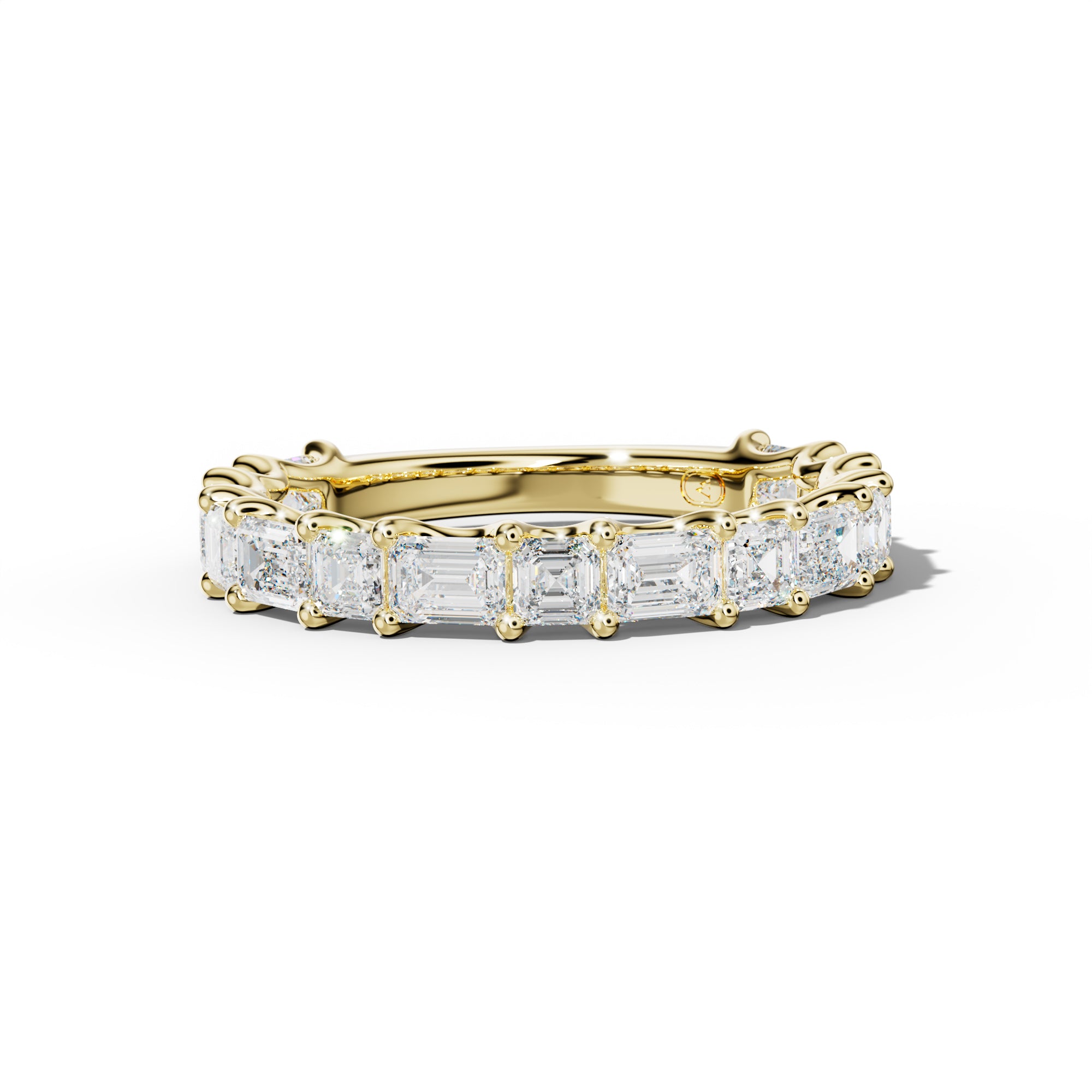 2.0 Carat East West Emerald and Asscher Diamond 3/4 Anniversary Band Shared Prong