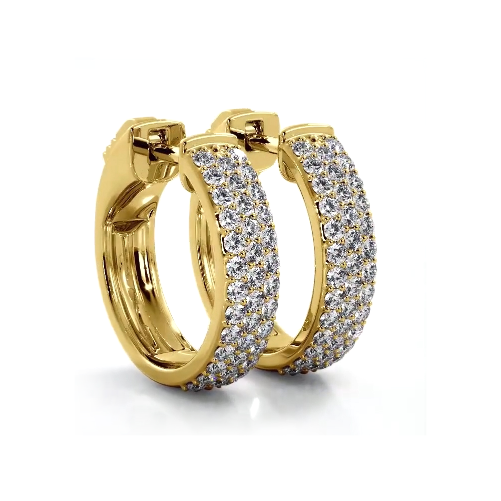 0.70 ctw. Three Row Huggie Diamond Hoop Earrings-VIRABYANI
