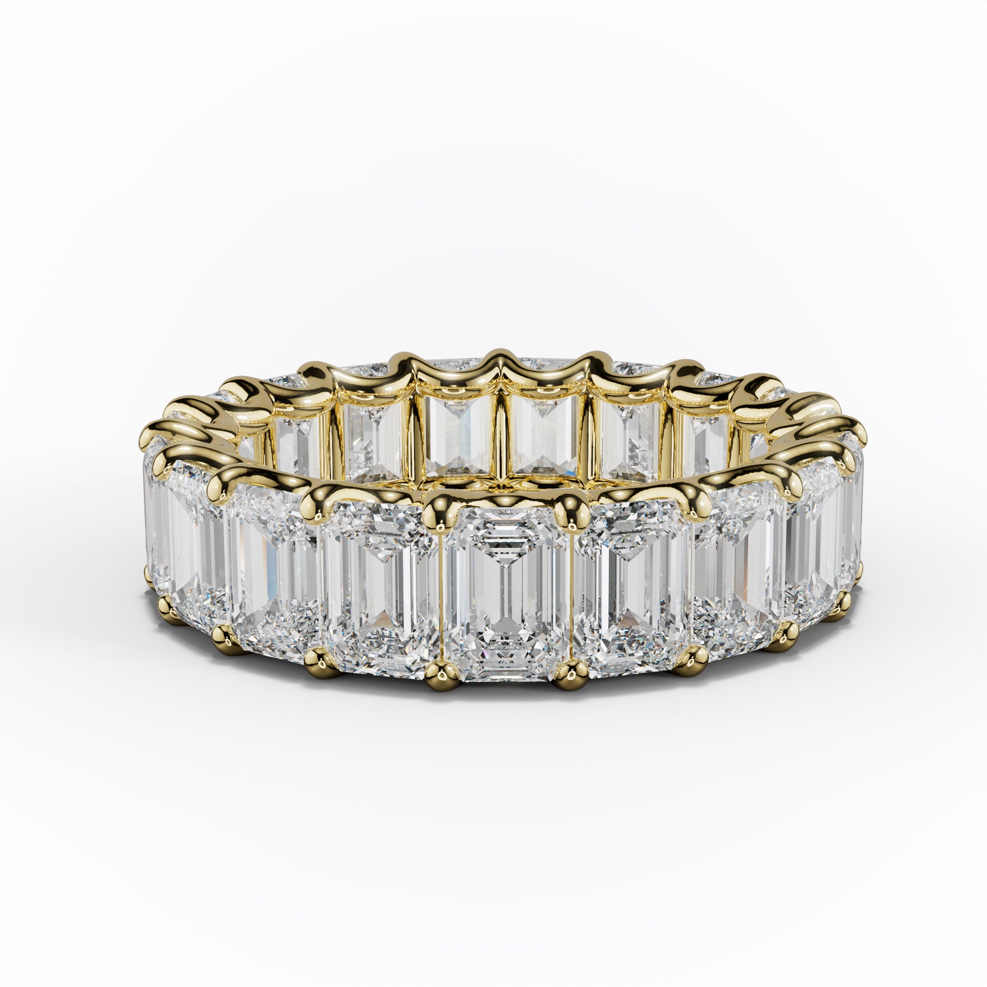 7.0 Carat Emerald Cut Diamond Eternity Band Shared Prong