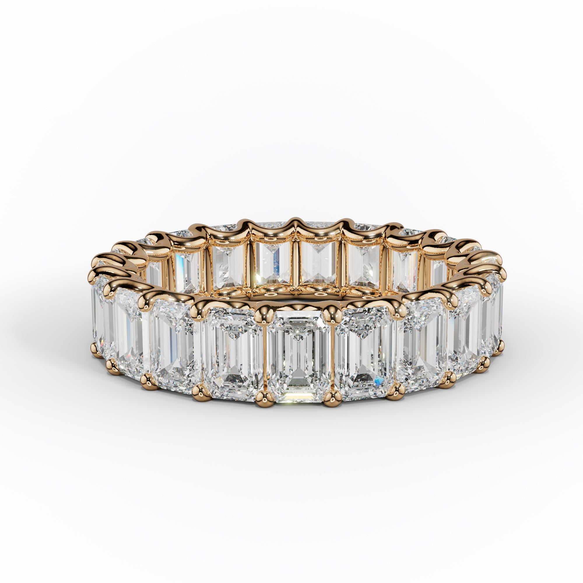 5.0 Carat Emerald Cut Diamond Eternity Band Shared Prong