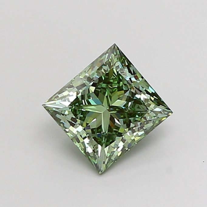2.02 Carat Princess Cut Fancy Green
