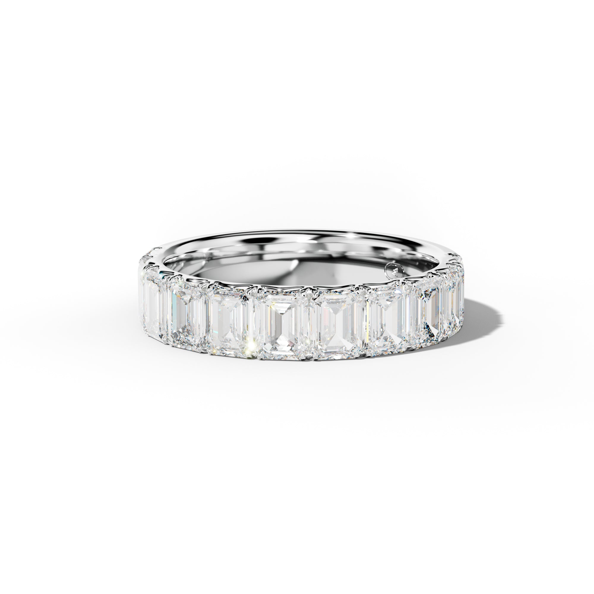 3.0 Carat Emerald Cut Diamond French Pave Half Anniversary Band