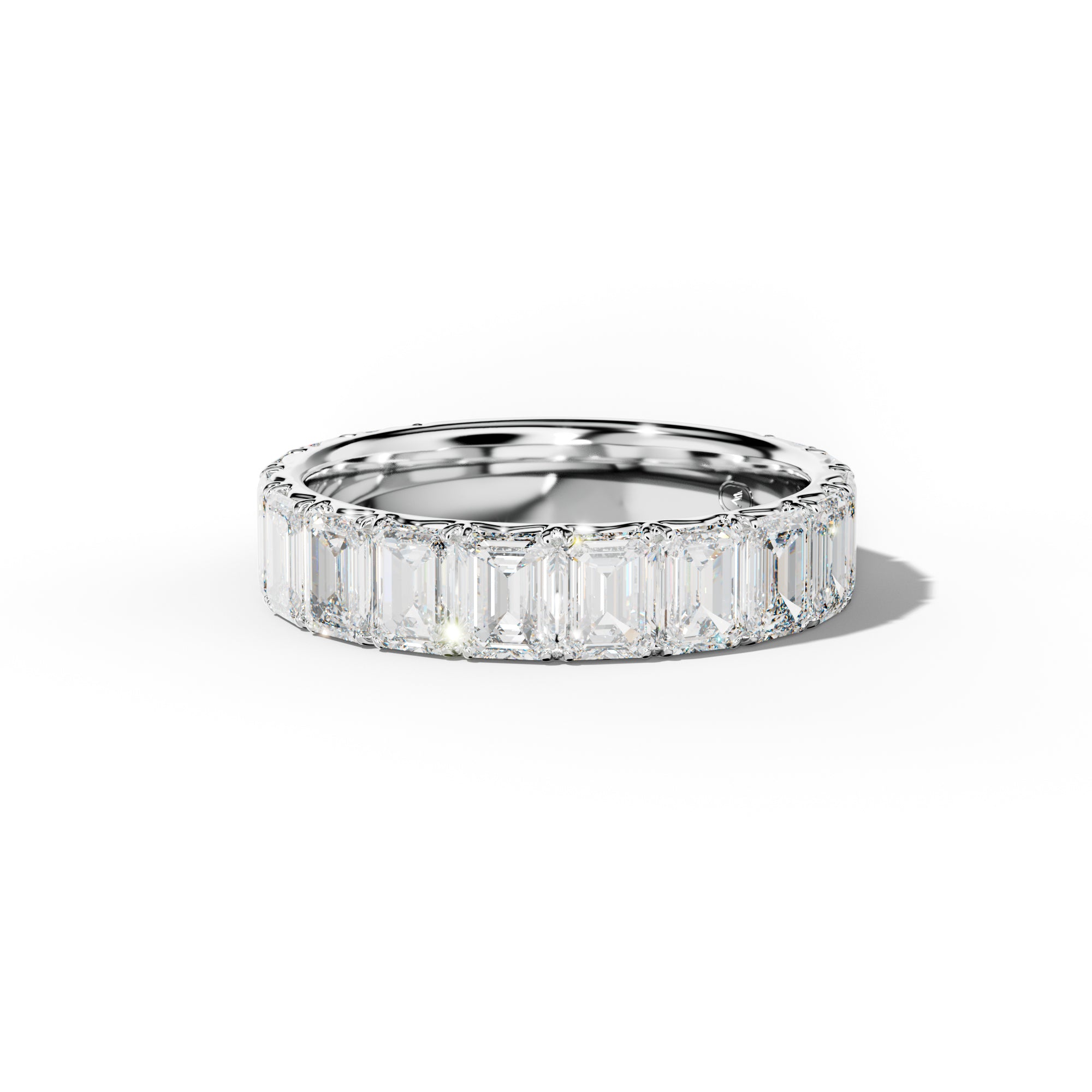 4.0 Carat Emerald Cut Diamond French Pave 3/4 Anniversary Band