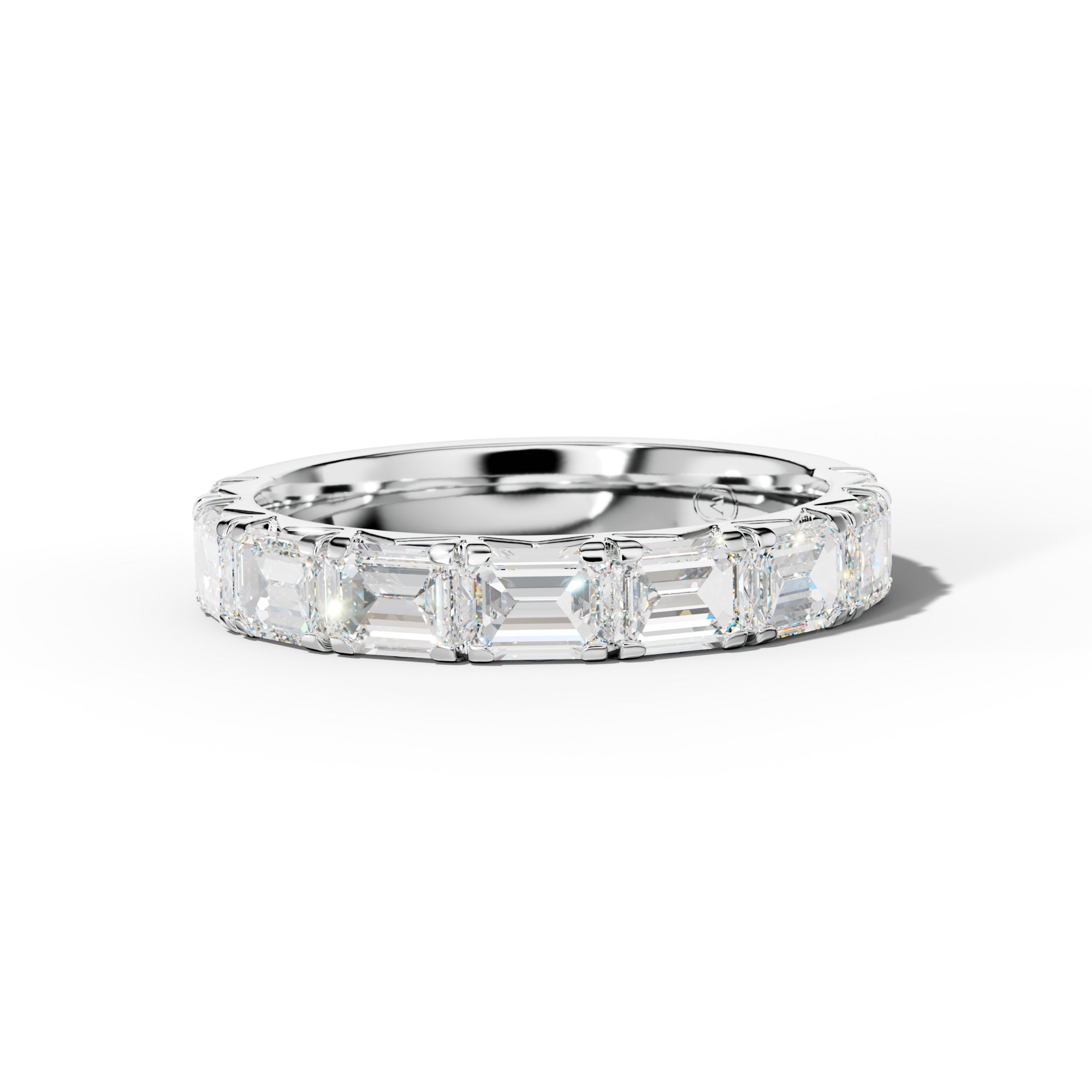 3.0 Carat East West Emerald Cut Diamond French Pave Half Anniversary Band