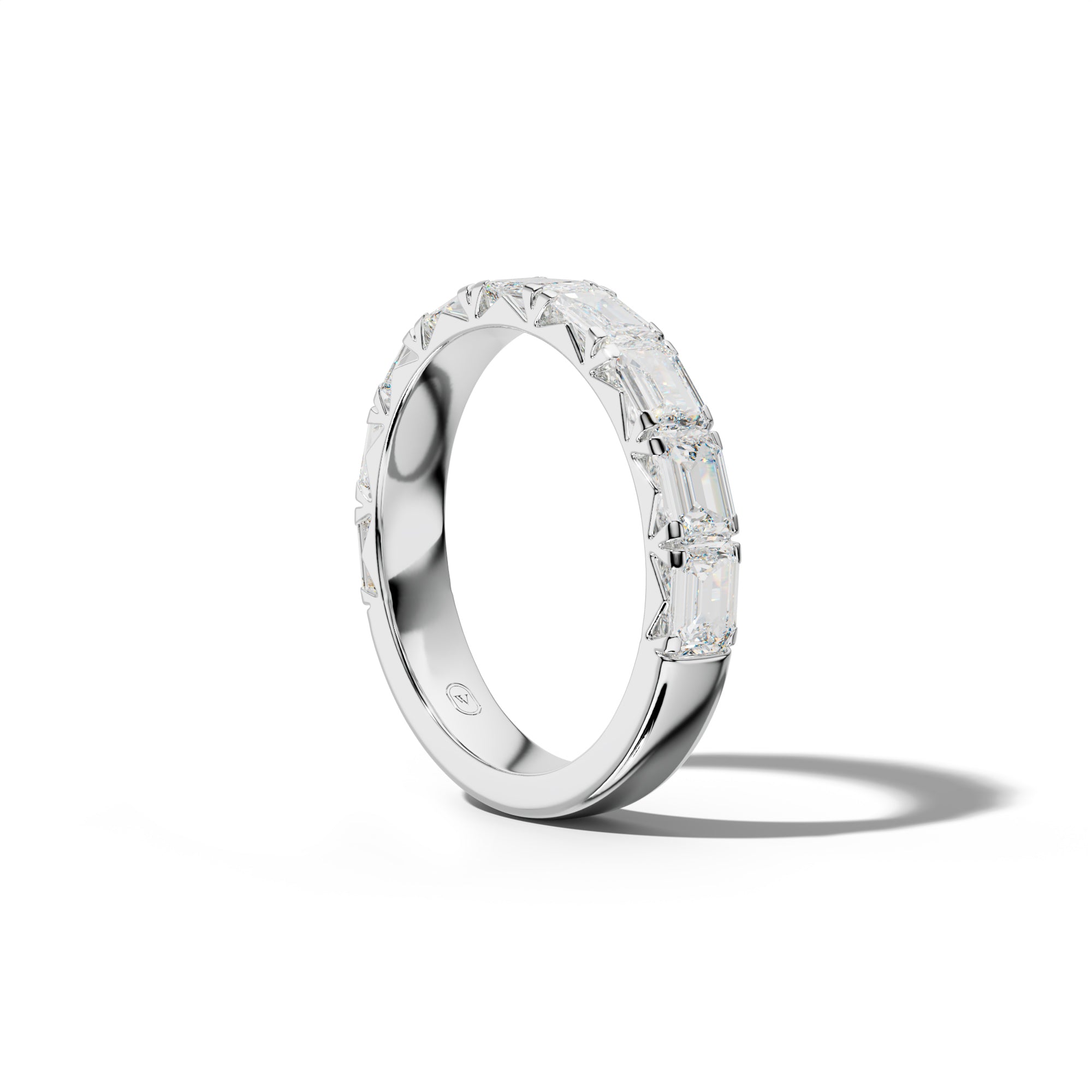 3.0 Carat East West Emerald Cut Diamond French Pave Half Anniversary Band