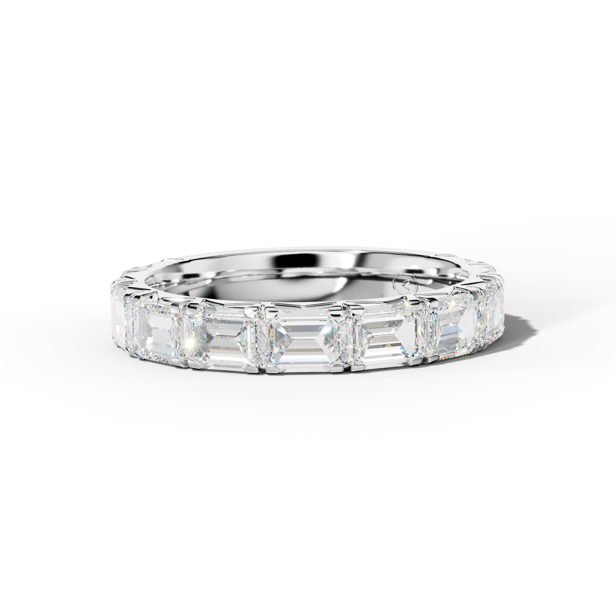 4.0 Carat East West Emerald Cut Diamond French Pave 3/4 Anniversary Band