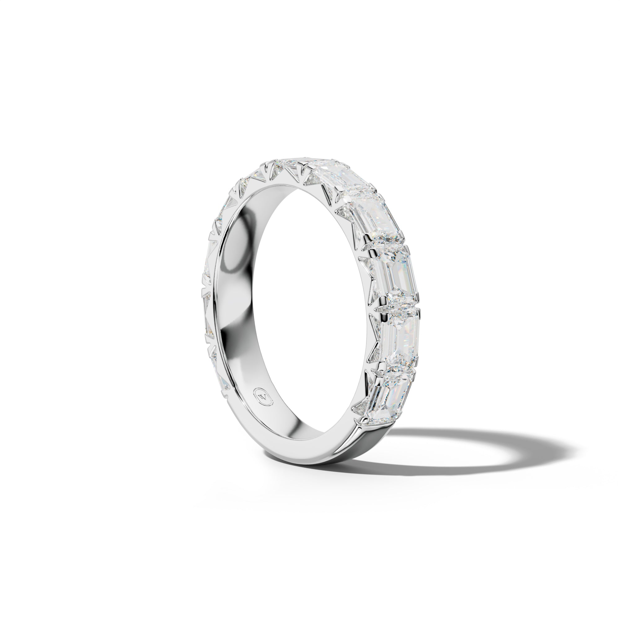 4.0 Carat East West Emerald Cut Diamond French Pave 3/4 Anniversary Band