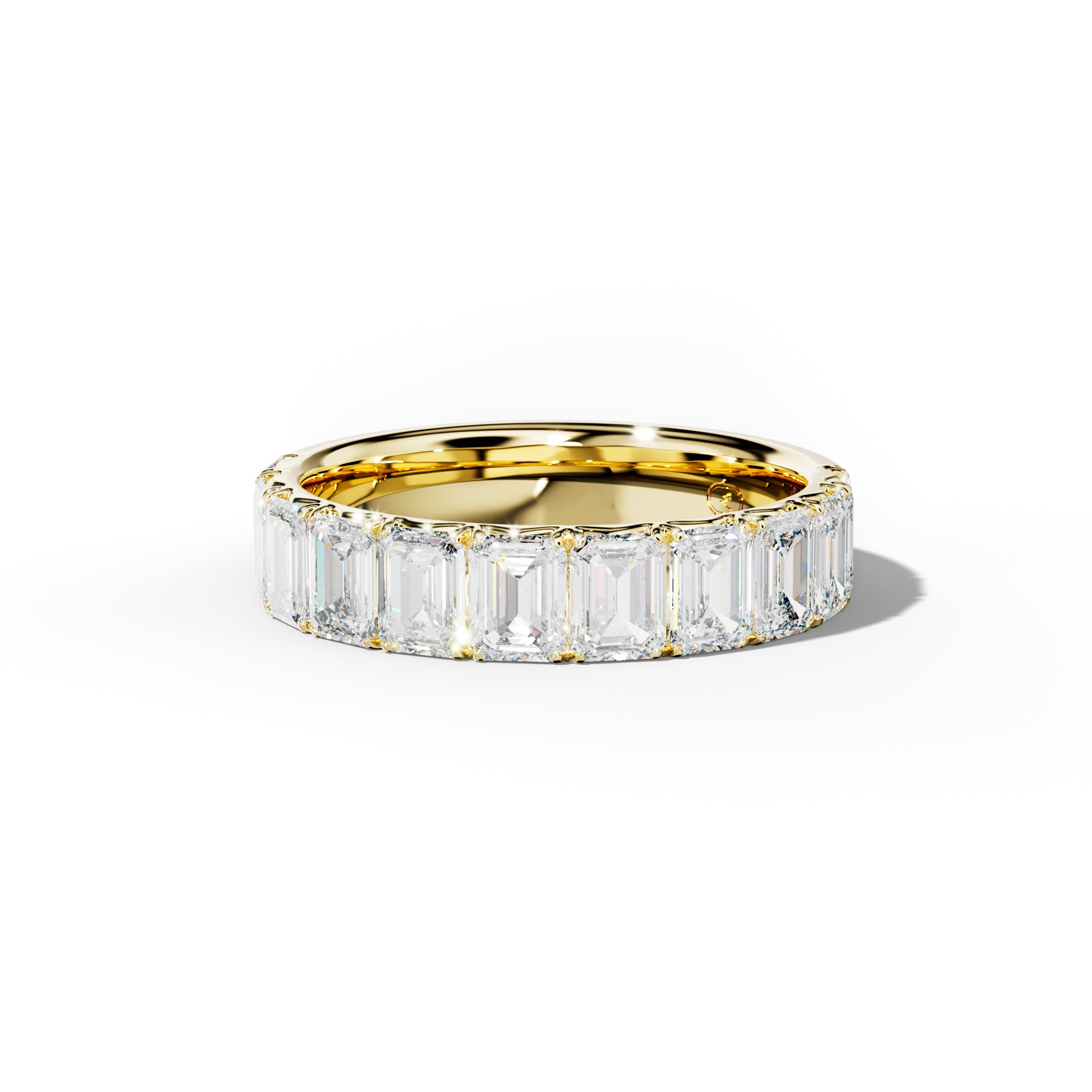 3.0 Carat Emerald Cut Diamond French Pave Half Anniversary Band