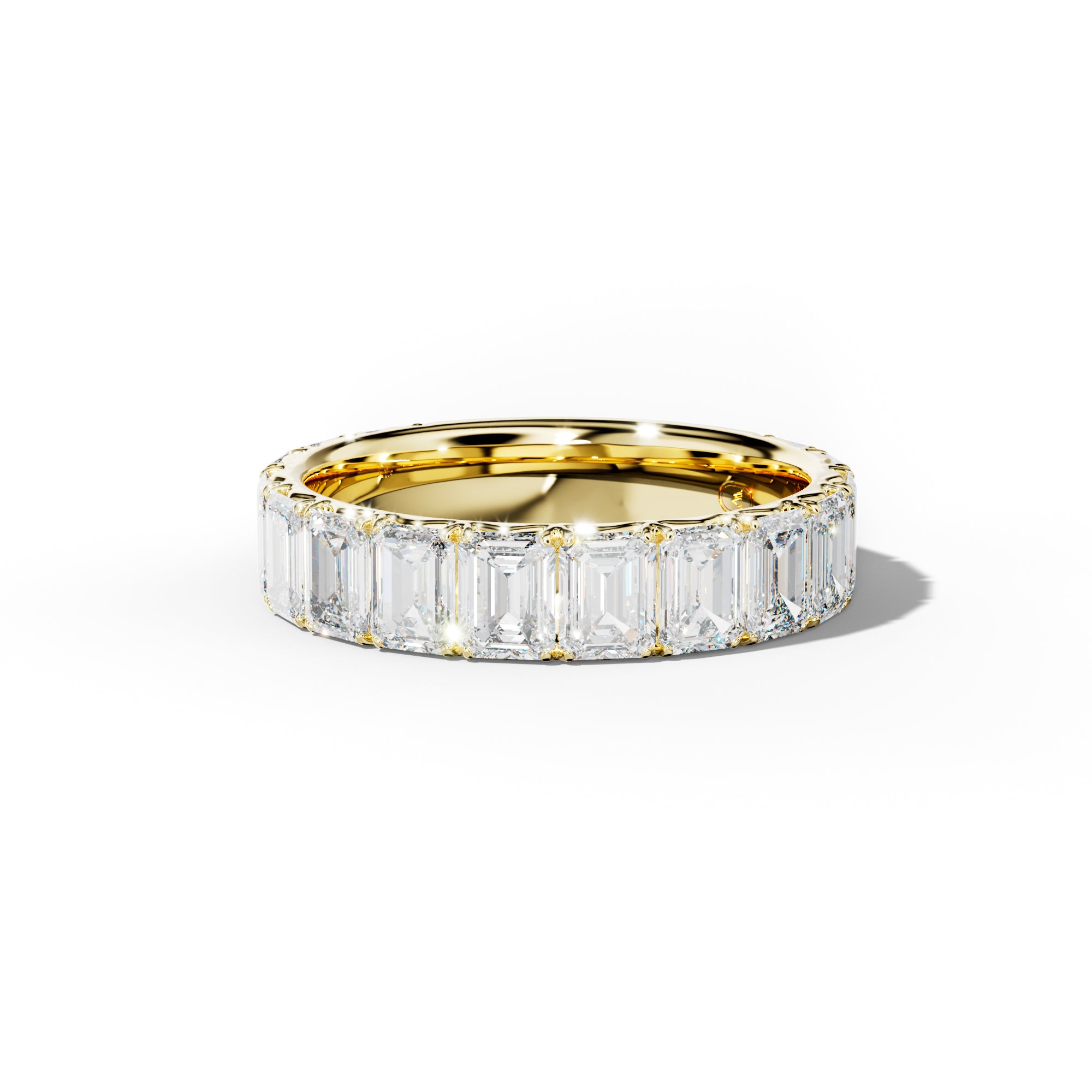 4.0 Carat Emerald Cut Diamond French Pave 3/4 Anniversary Band