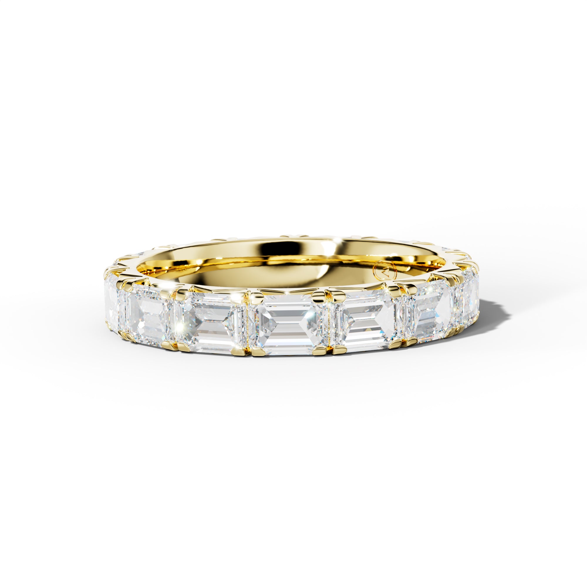 5.0 Carat East West Emerald Cut Diamond French Pave Eternity Band