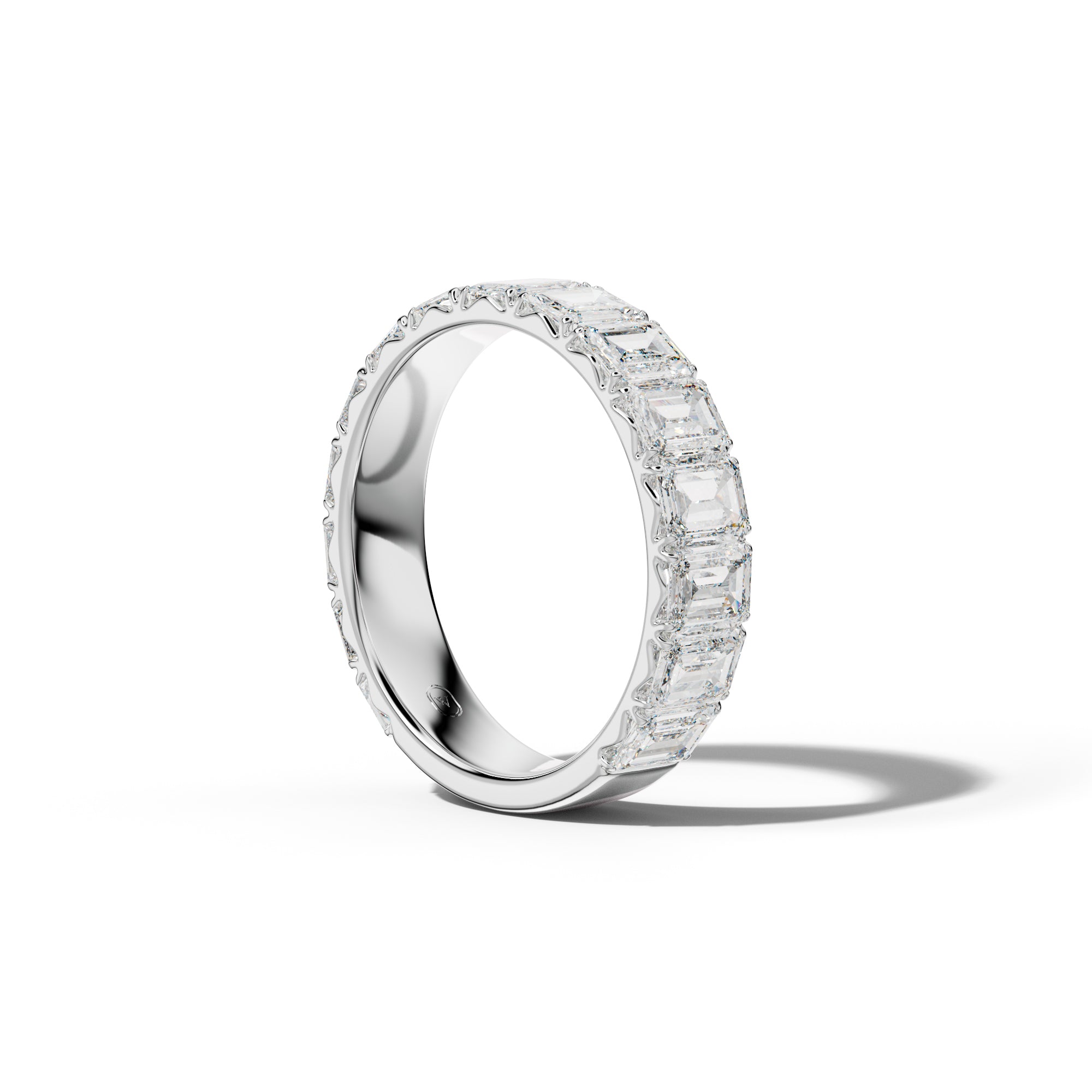 4.0 Carat Emerald Cut Diamond French Pave 3/4 Anniversary Band