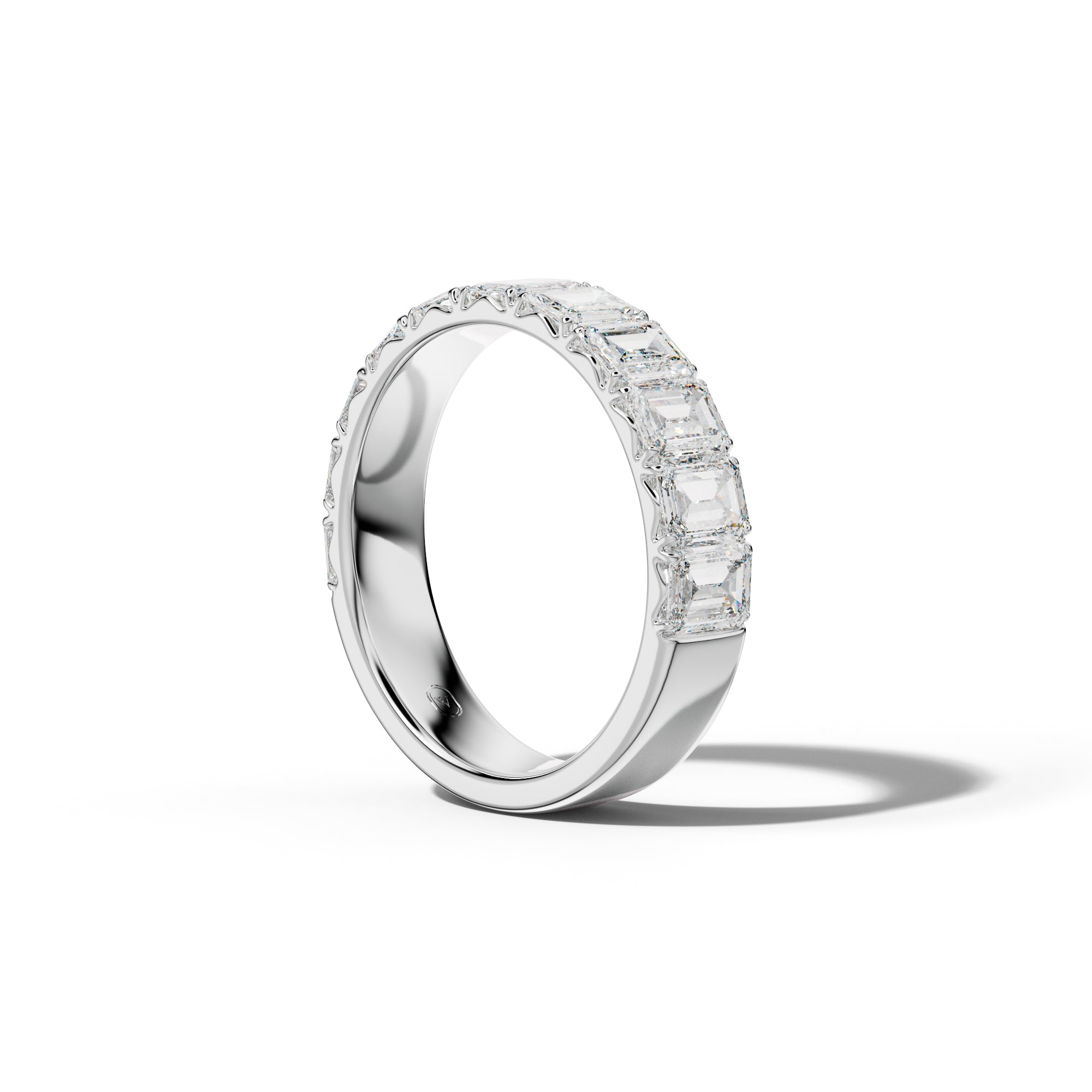 3.0 Carat Emerald Cut Diamond French Pave Half Anniversary Band