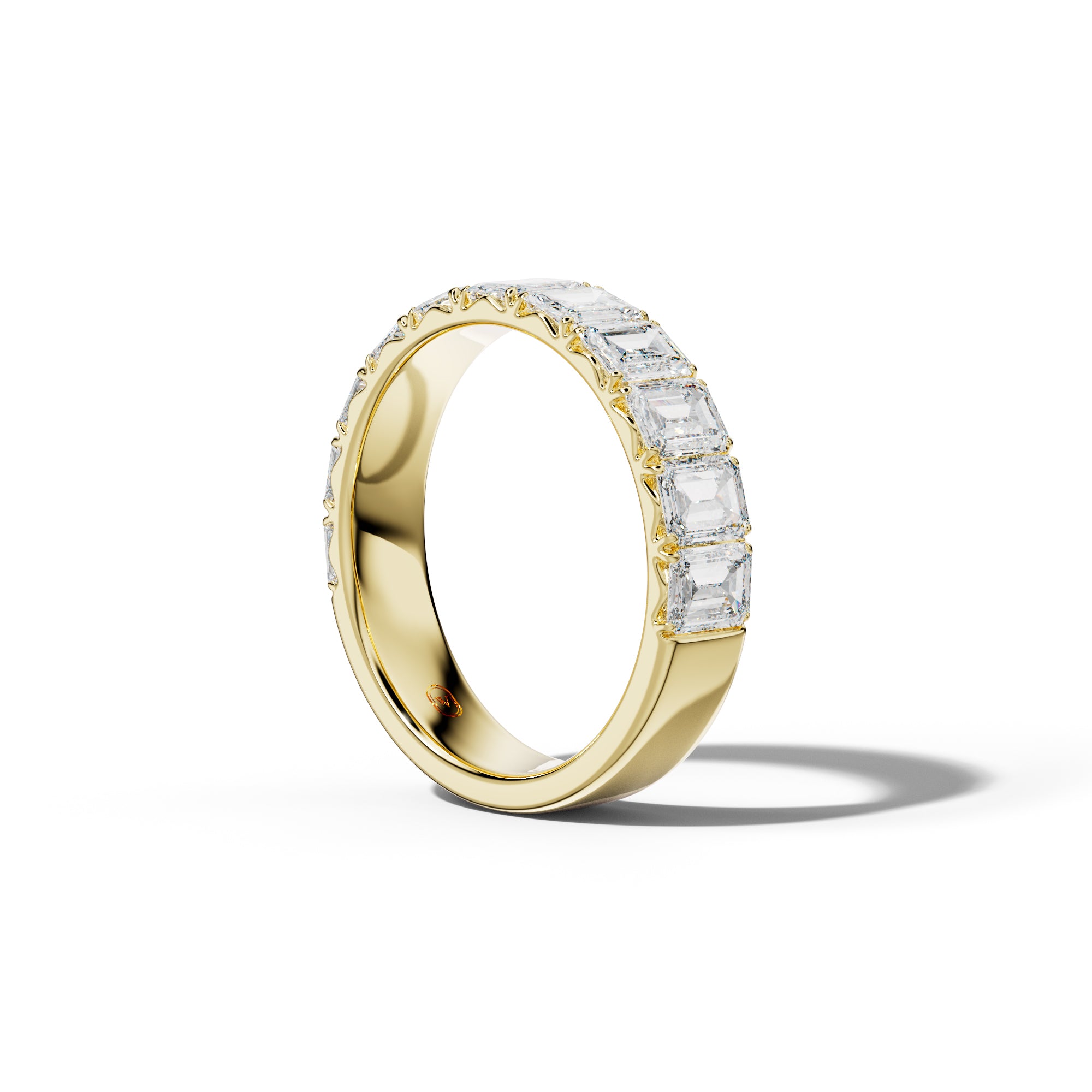 3.0 Carat Emerald Cut Diamond French Pave Half Anniversary Band