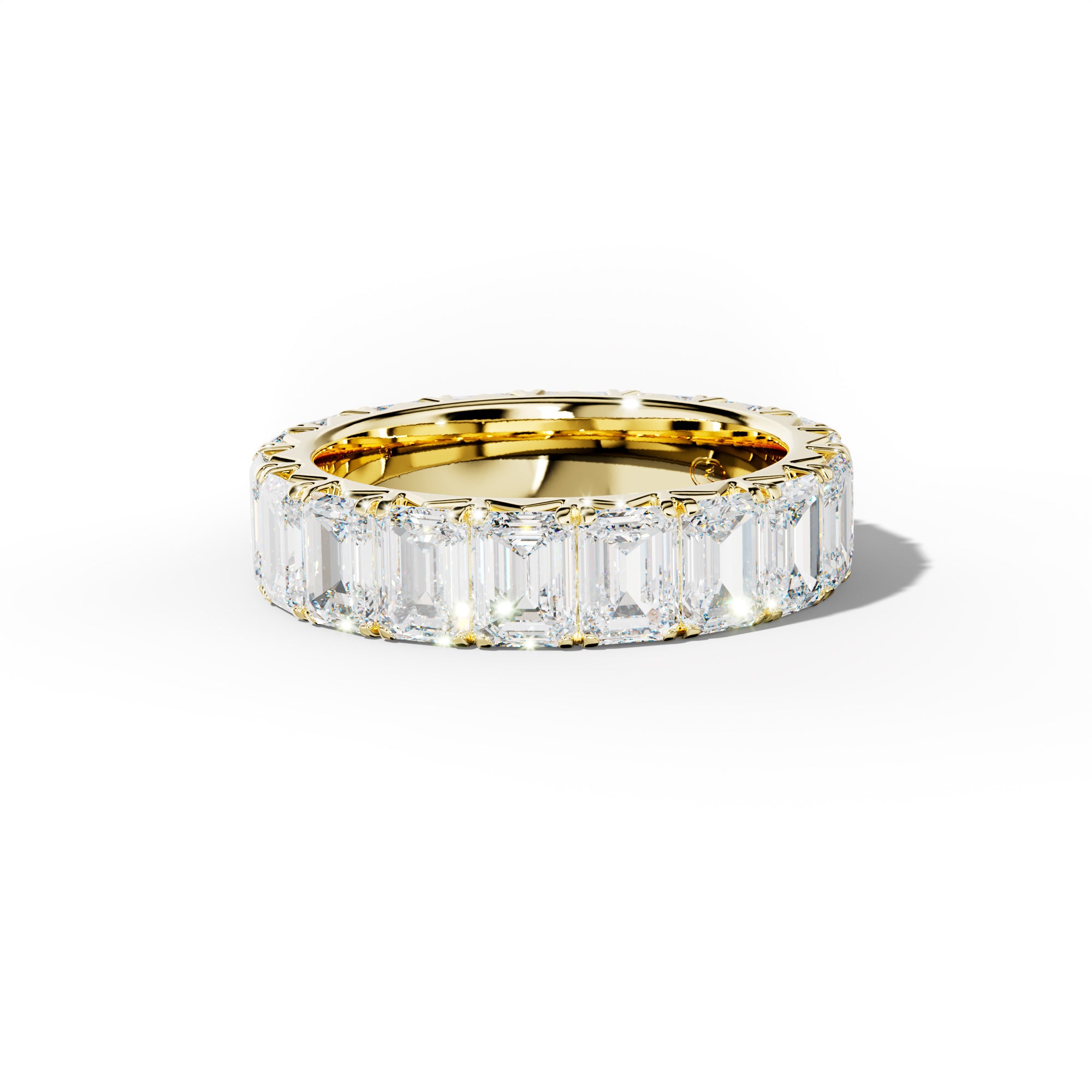 7.0 Carat Emerald Cut Diamond French Pave Eternity Band