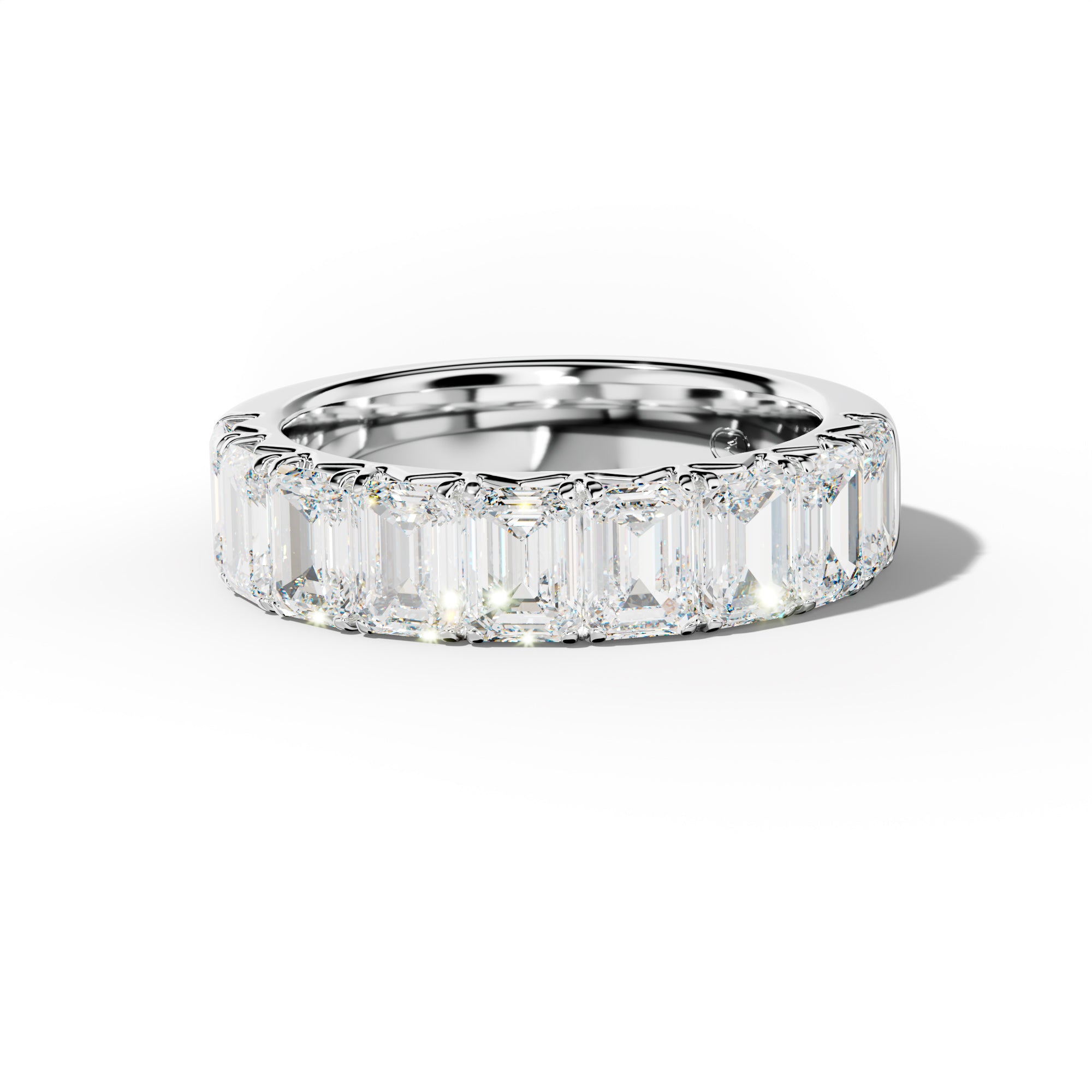 4.0 Carat Emerald Cut Diamond French Pave Half Anniversary Band