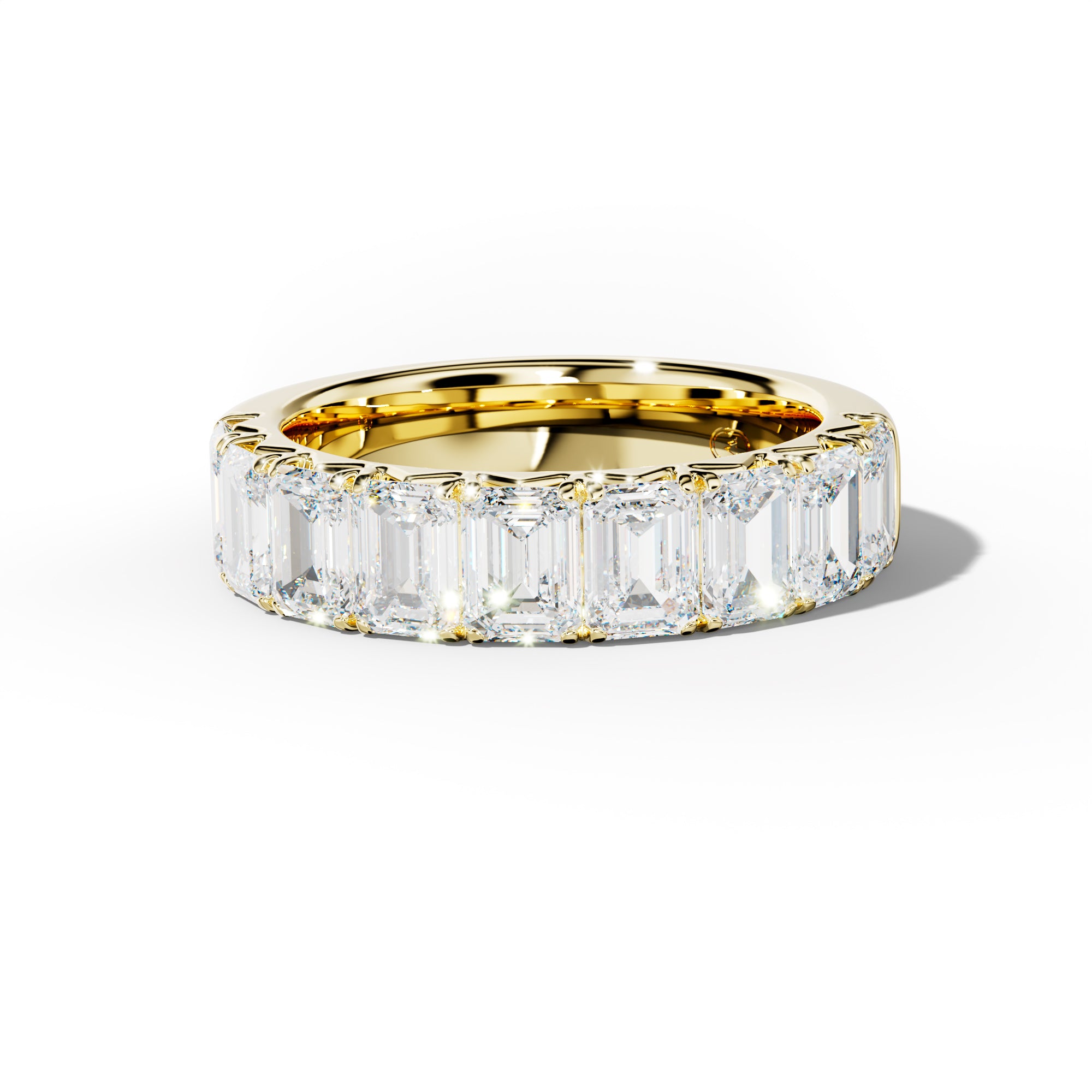 4.0 Carat Emerald Cut Diamond French Pave Half Anniversary Band
