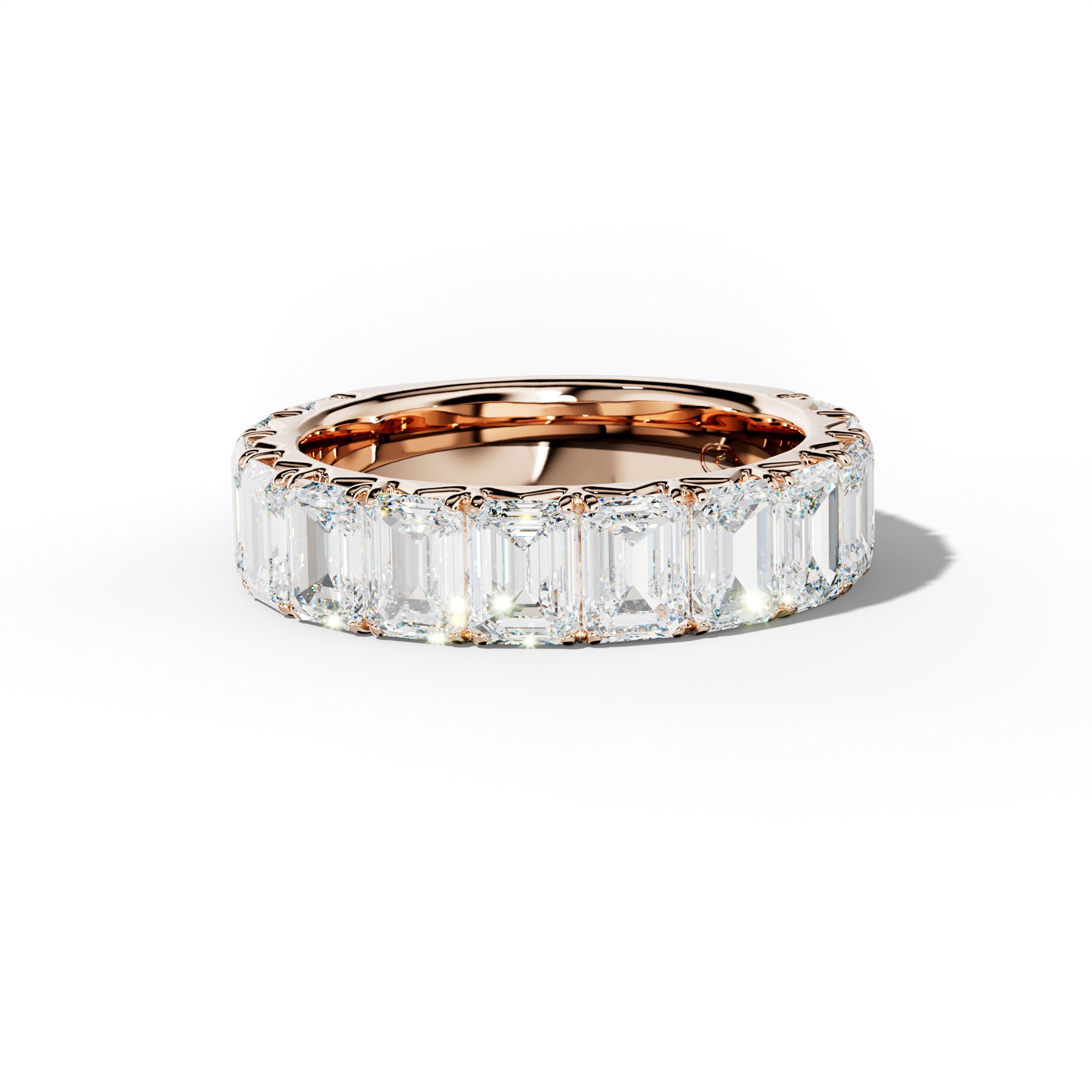 6.0 Carat Emerald Cut Diamond French Pave 3/4 Anniversary  Band
