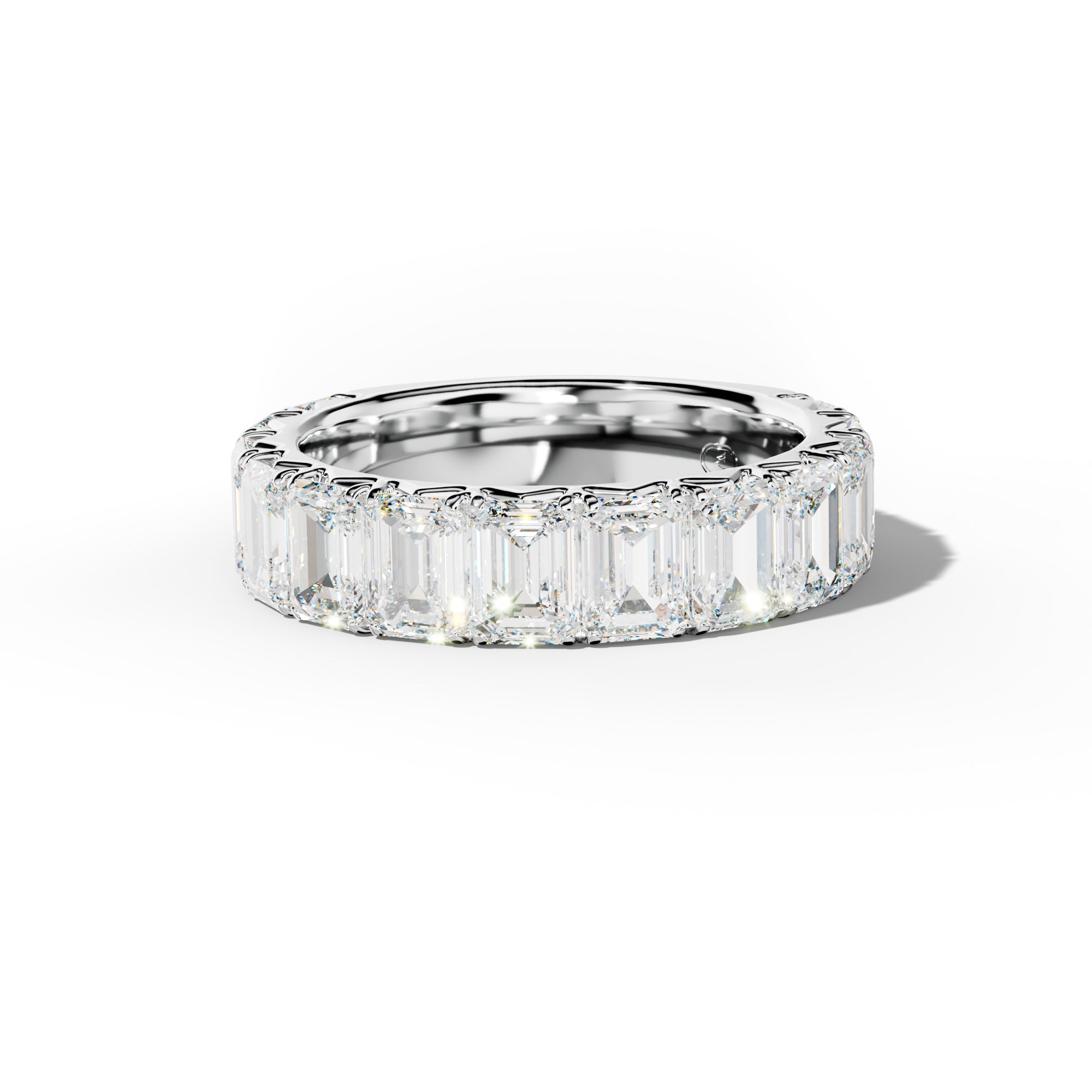 6.0 Carat Emerald Cut Diamond French Pave 3/4 Anniversary  Band