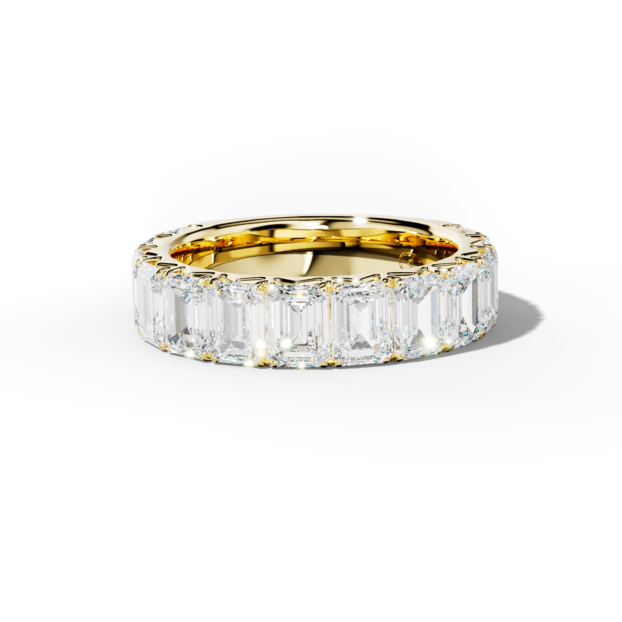 6.0 Carat Emerald Cut Diamond French Pave 3/4 Anniversary  Band