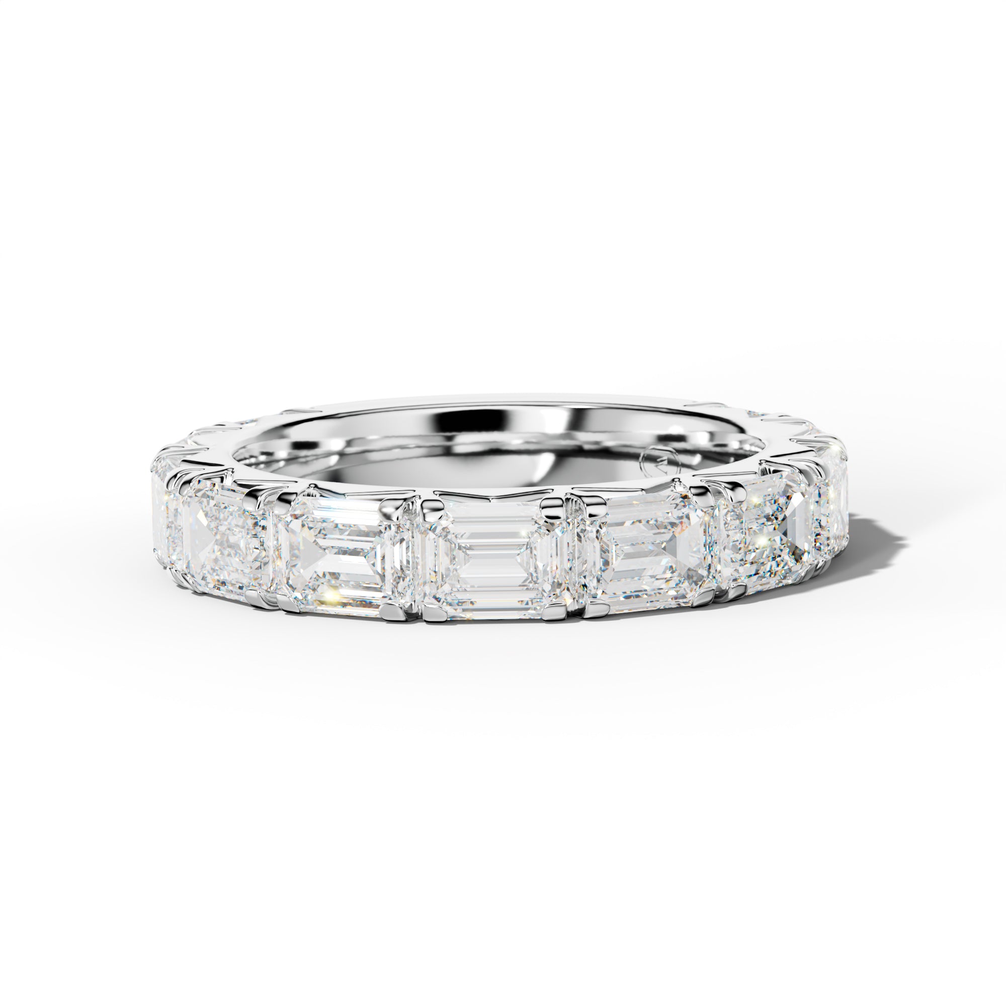 5.0 Carat East West Emerald Cut Diamond French Pave 3/4 Anniversary Band
