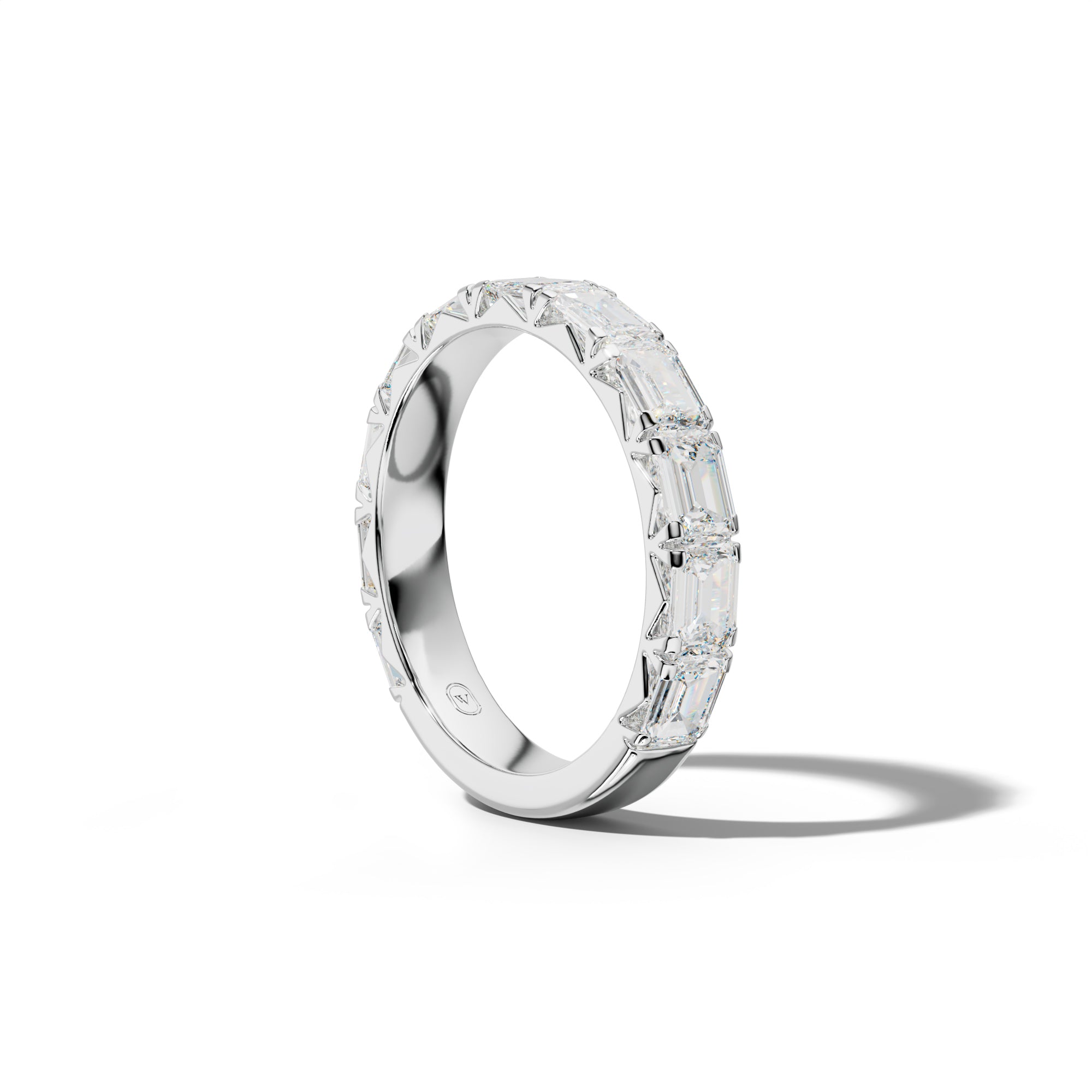 5.0 Carat East West Emerald Cut Diamond French Pave 3/4 Anniversary Band
