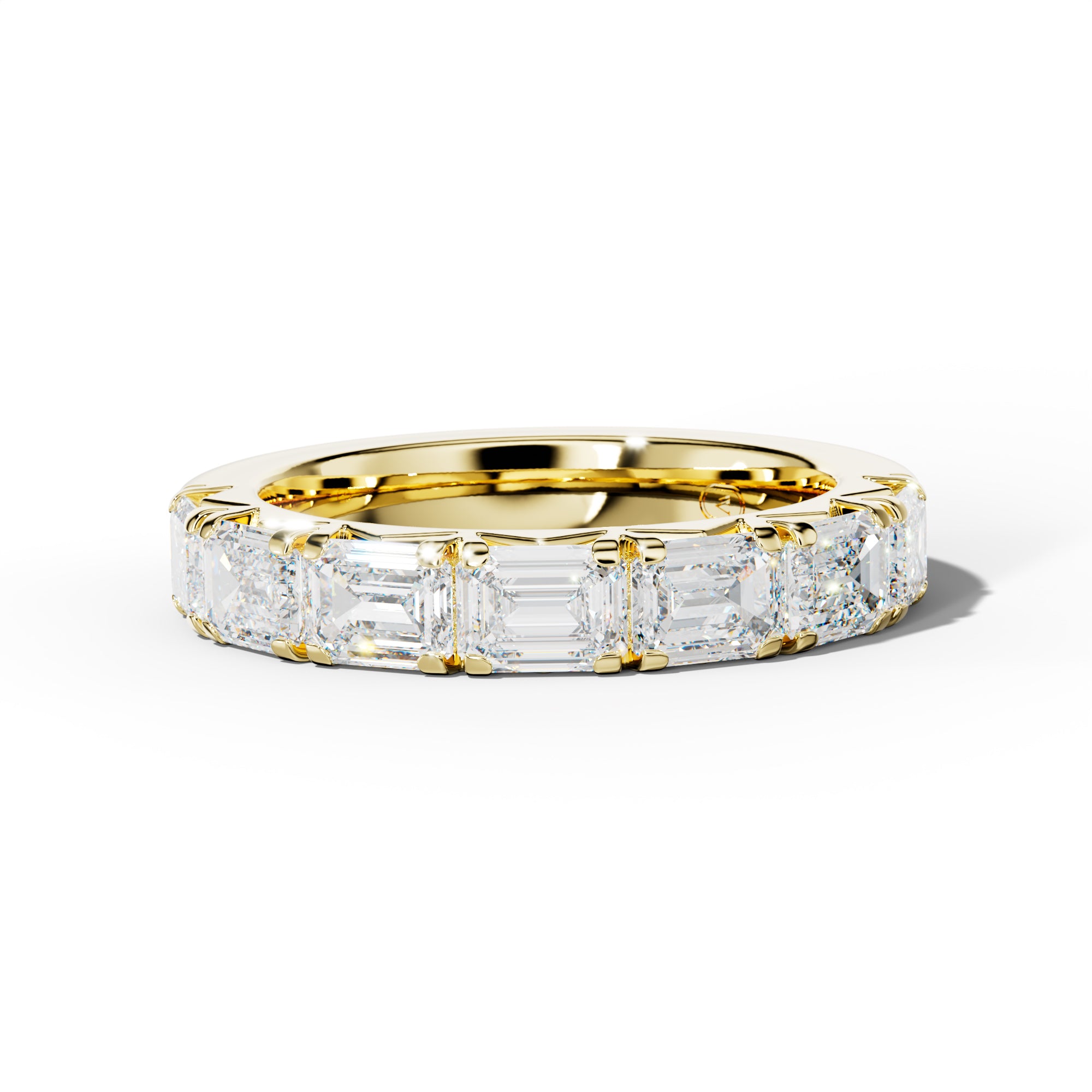 4.0 Carat East West Emerald Cut Diamond French Pave Half Anniversary Band