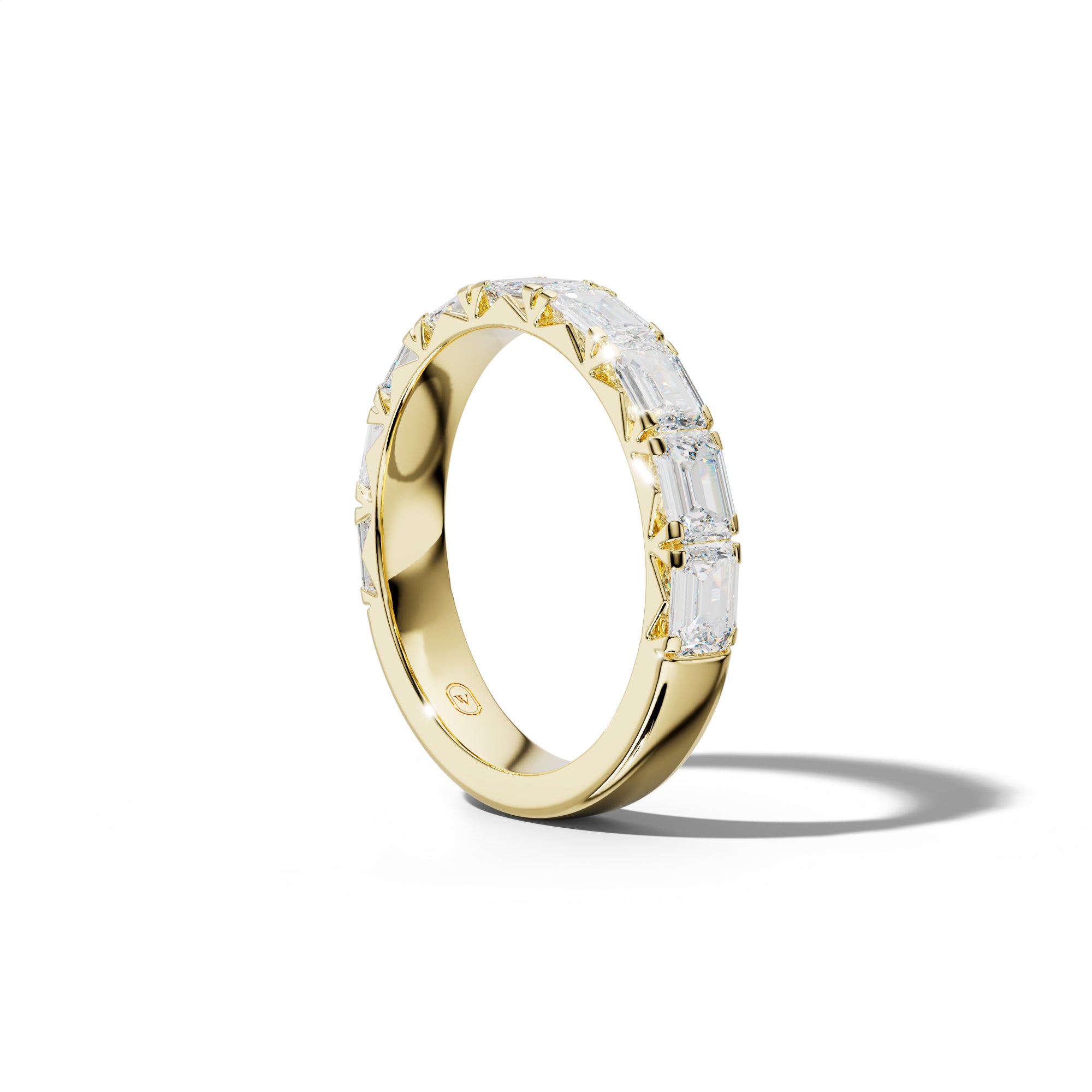 4.0 Carat East West Emerald Cut Diamond French Pave Half Anniversary Band