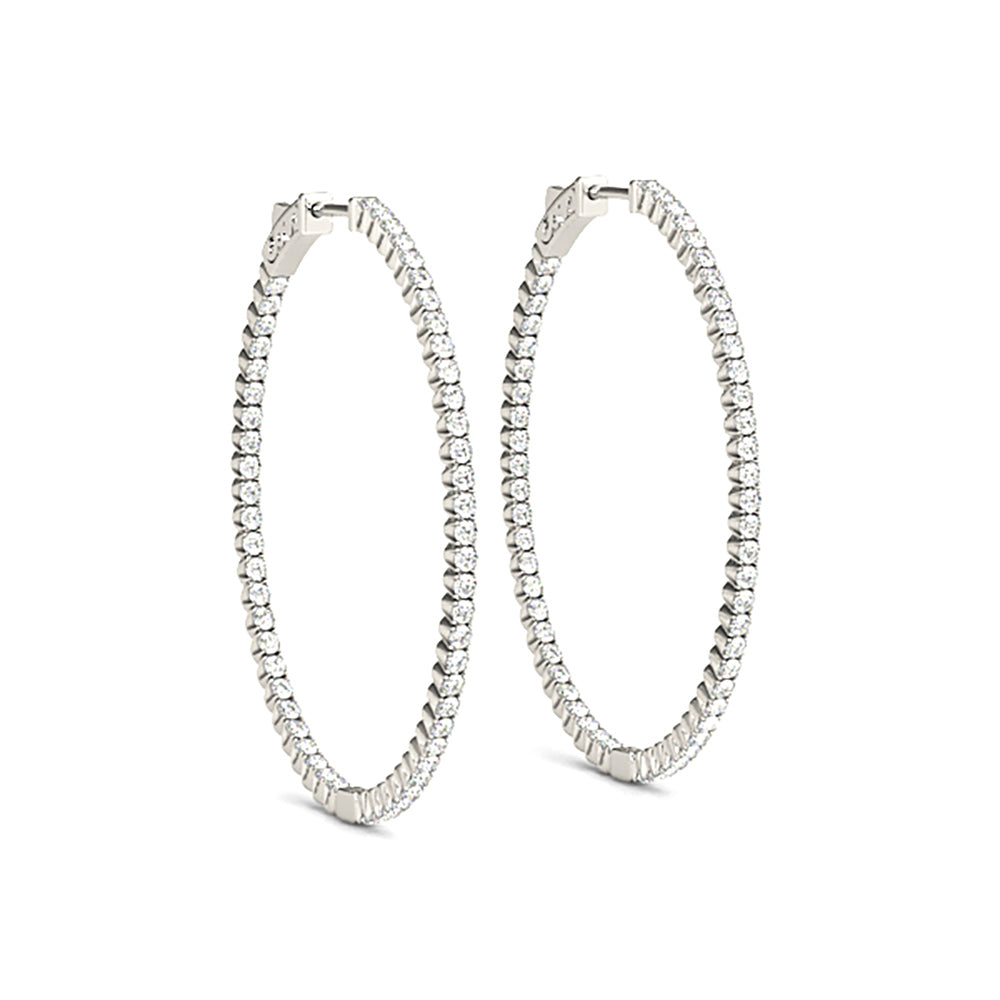 2.25 ctw Diamond Hoop Earrings Oval Inside-Out-VIRABYANI