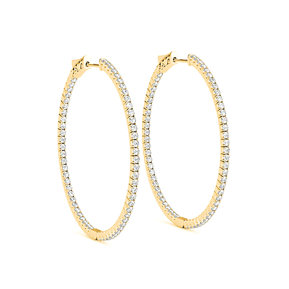 Inside-Out 1.25 ctw Diamond Hoop Earrings "U" Prong Set-VIRABYANI