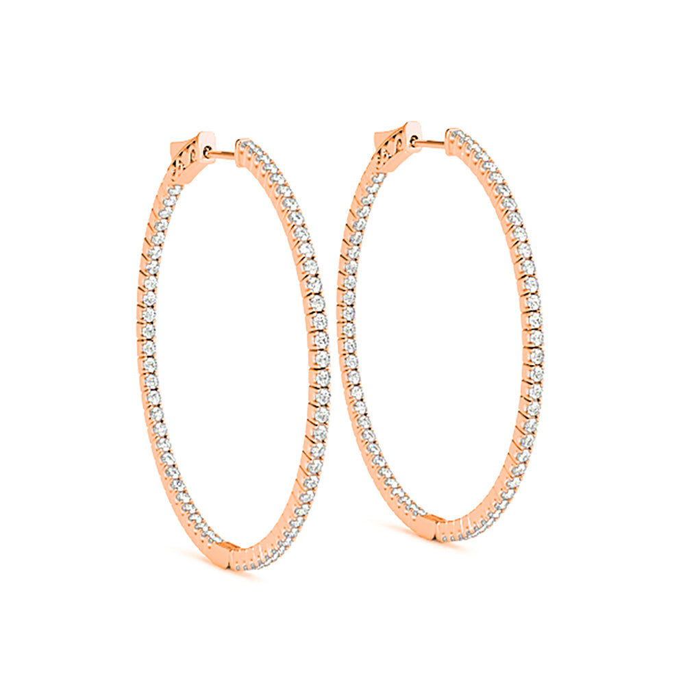 Inside-Out 1.25 ctw Diamond Hoop Earrings "U" Prong Set-VIRABYANI