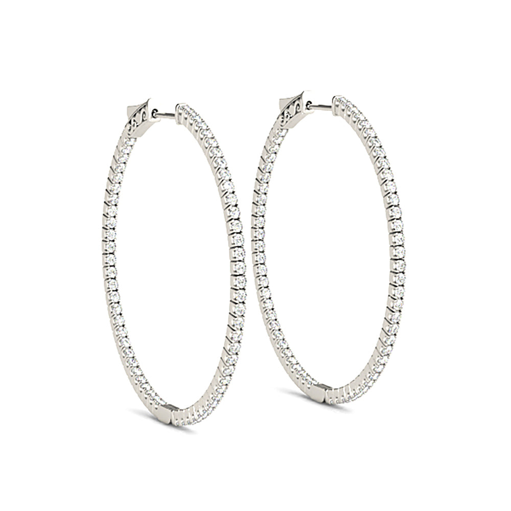 Inside-Out 1.25 ctw Diamond Hoop Earrings "U" Prong Set-VIRABYANI