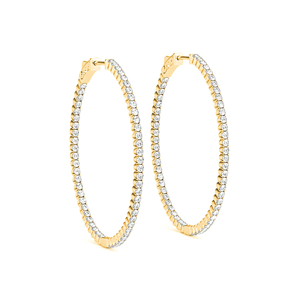 2.25 ctw Diamond Hoop Earrings Oval Inside-Out-VIRABYANI