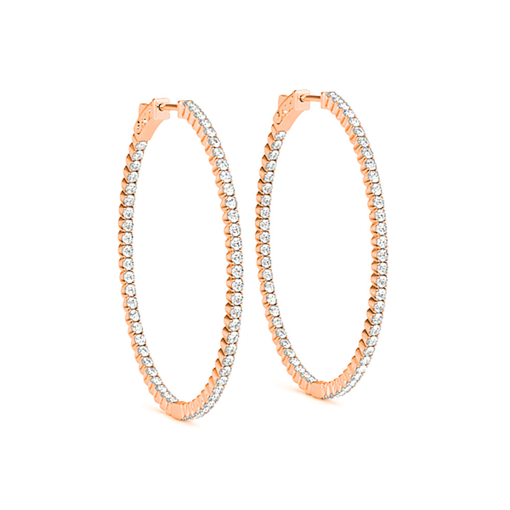 2.25 ctw Diamond Hoop Earrings Oval Inside-Out-VIRABYANI