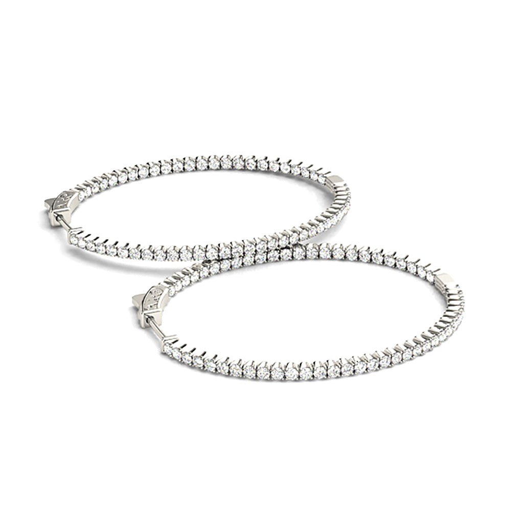 2.25 ctw Diamond Hoop Earrings Oval Inside-Out-VIRABYANI