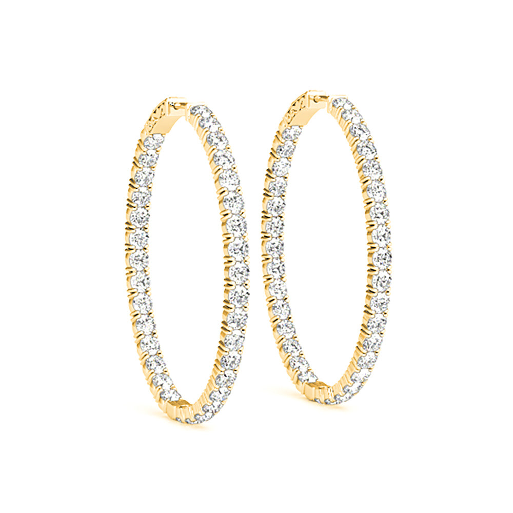 Classic 6.00 ctw Diamond Hoop Earrings Inside-Out Modern Style-VIRABYANI