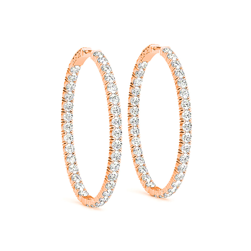 Classic 6.00 ctw Diamond Hoop Earrings Inside-Out Modern Style-VIRABYANI