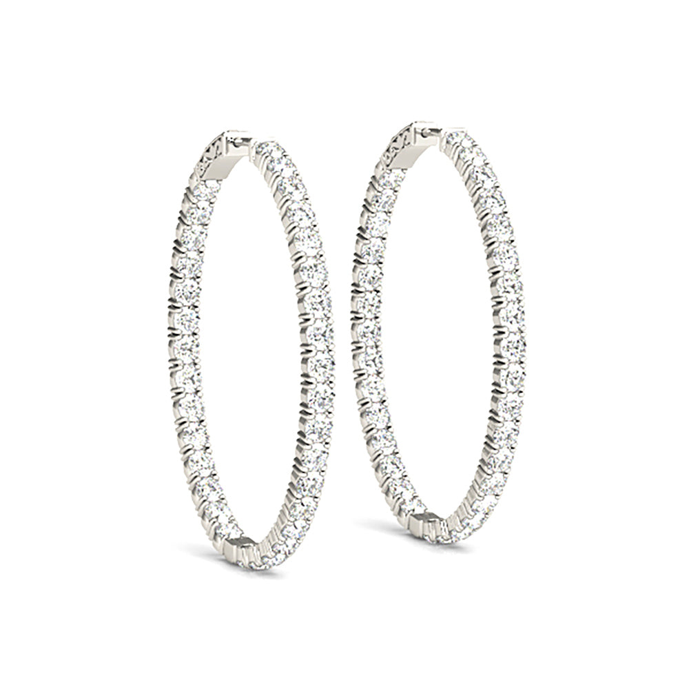 Classic 6.00 ctw Diamond Hoop Earrings Inside-Out Modern Style-VIRABYANI