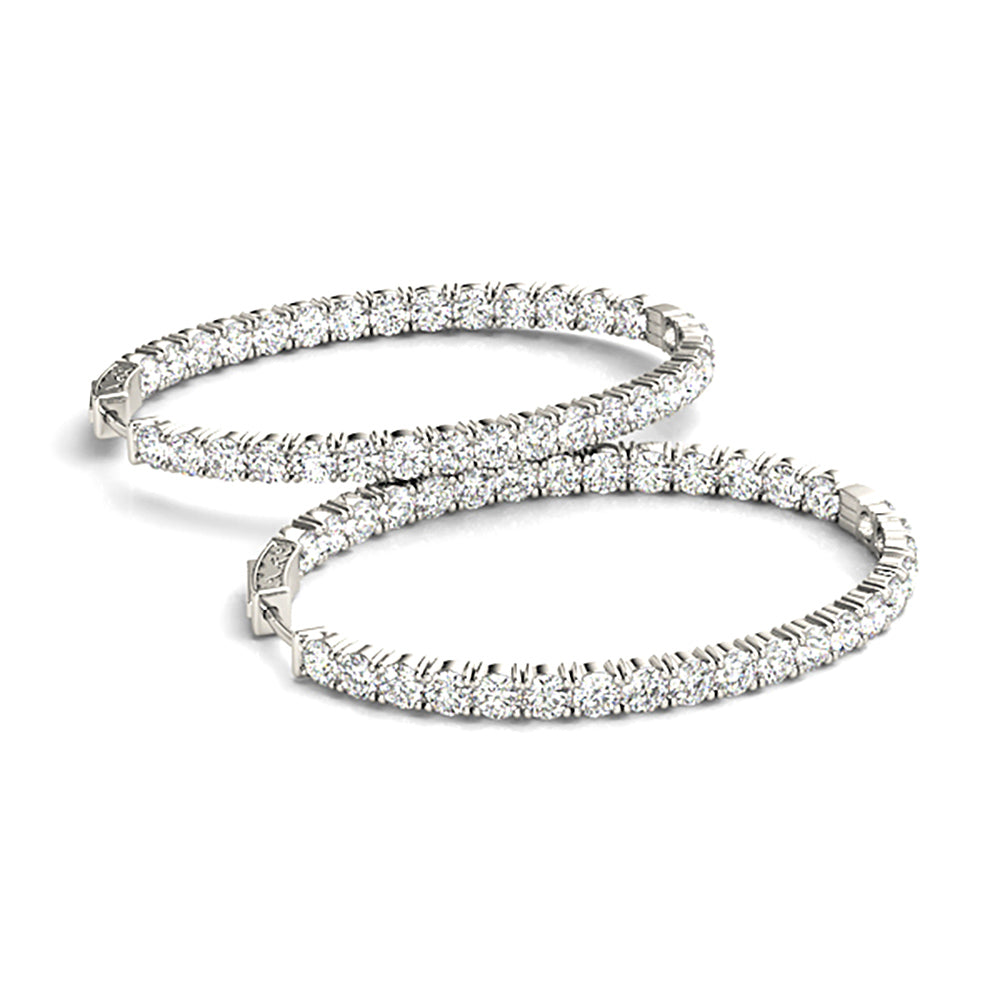 Classic 6.00 ctw Diamond Hoop Earrings Inside-Out Modern Style-VIRABYANI